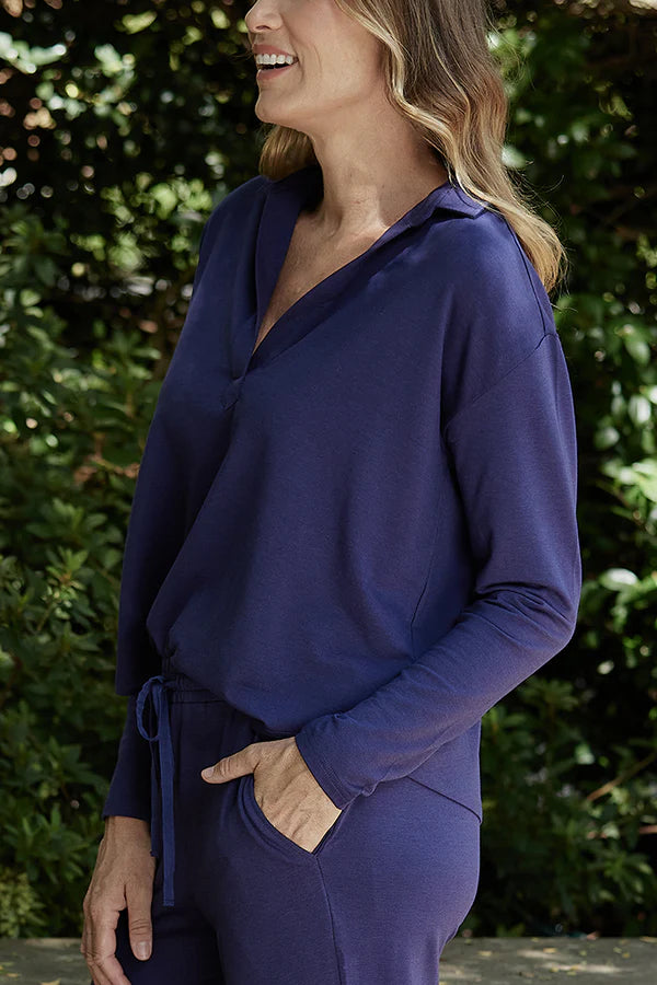 Stevie Top Women's Indigo Blue Casual Blouse - Perfect for Everyday Wear, Office & Date Nights