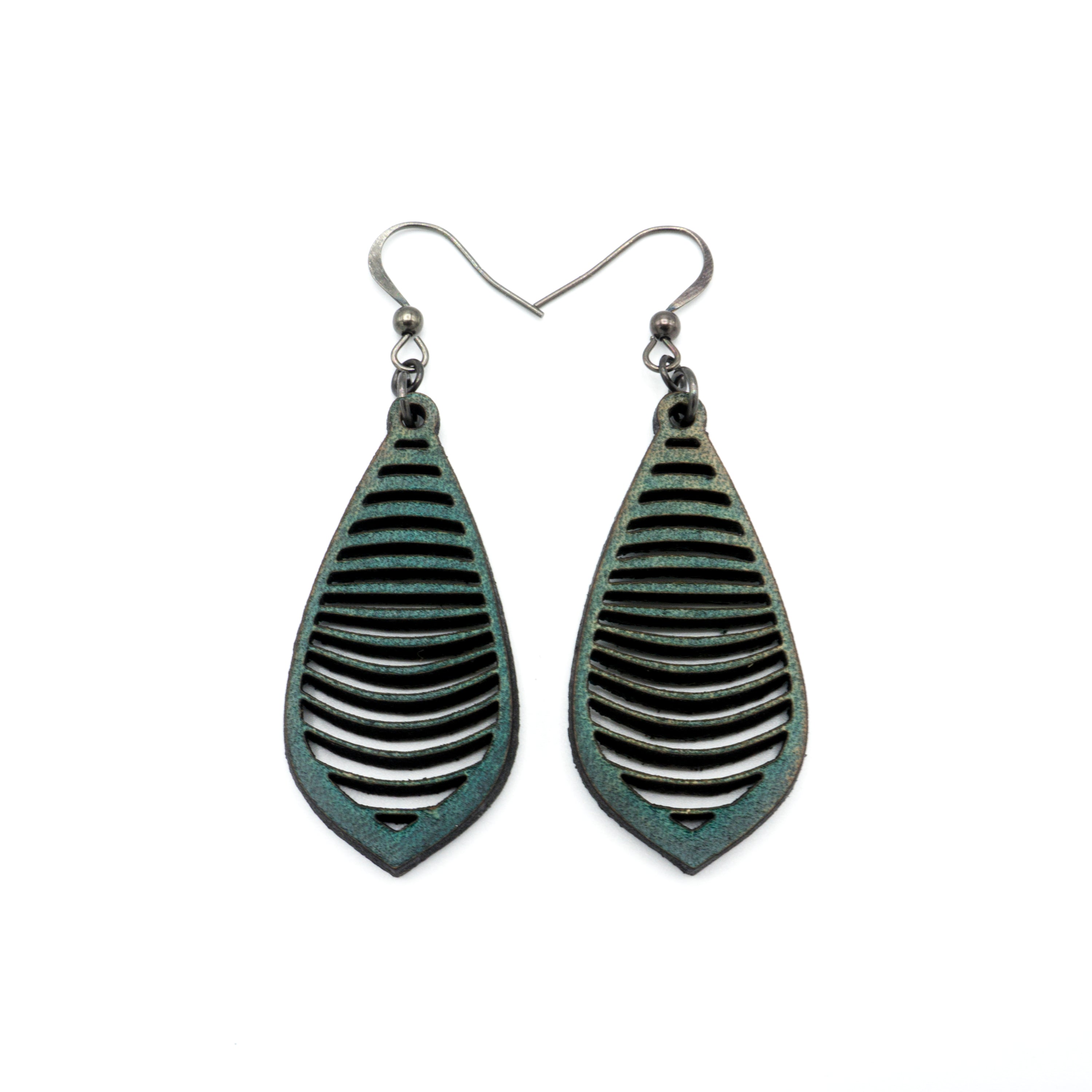 Gem Point 14 [S] Turquoise Leather Earrings for Women - Boho Chic Handmade Jewelry, Perfect for Festivals, Parties & Everyday Wear