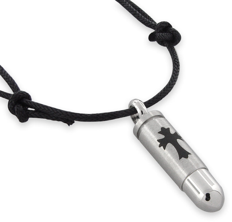 Stainless Steel Cross Pendant Necklace for Men & Women - Bullet Design Religious Jewelry Gift for Baptism, Confirmation, and Everyday Wear