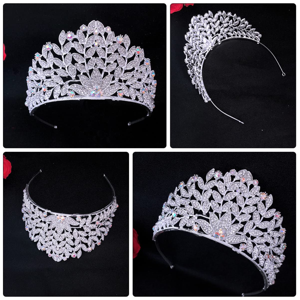 ABOOFAN 3-Piece Baroque Crown Tiara Set - Rhinestone Bridal Headpiece for Women, Wedding Headdress, Prom Queen Accessories with Alloy Rhinestones - Perfect for Bridal Showers, Pageants, and Special Occasions