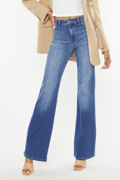 Kancan Ultra High Waist Gradient Flare Jeans for Women - Vintage Retro Stretch Denim Pants - Perfect for Casual Outfits, Date Night & 70s Style Fashion