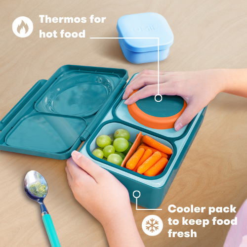OmieBox UP Insulated Bento Lunch Box for Kids & Adults - Leak Proof, Hot & Cold Food Container - Cosmic Blue - Perfect for School, Work, Picnics & Travel