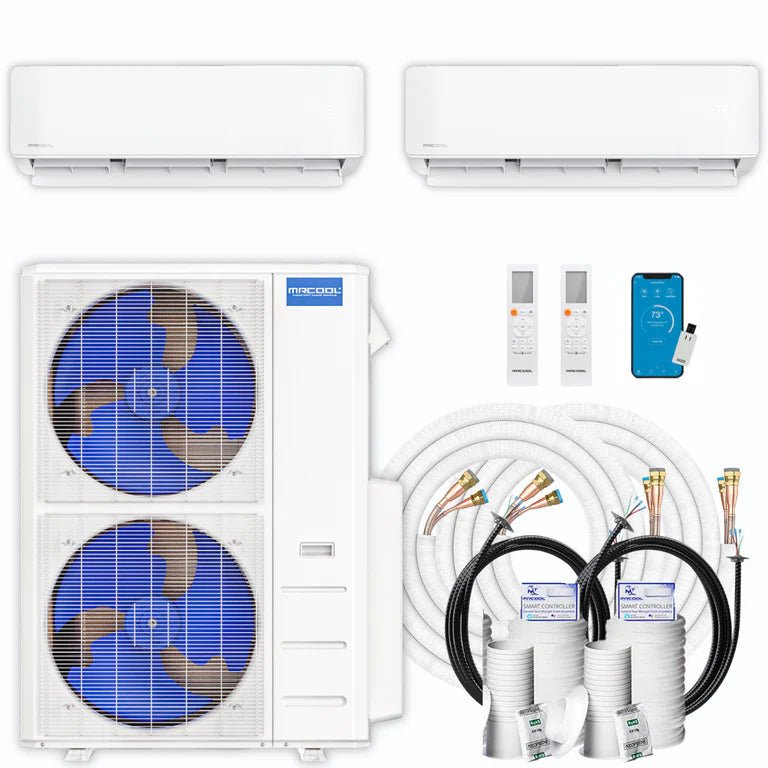 MRCOOL DIY 4th Gen 48,000 BTU 21 SEER 2-Zone Ductless Mini Split Air Conditioner & Heat Pump (12K + 36K) - Perfect for Home Cooling & Heating in Large Rooms & Open Spaces
