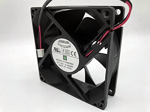 EVERFLOW F128025SH 12V 0.19A 8025 Cooling Fan - High Performance 12V DC Brushless Fan for PC, Electronics, and Cooling Systems - Perfect for Computer Cases, Servers, and Industrial Equipment