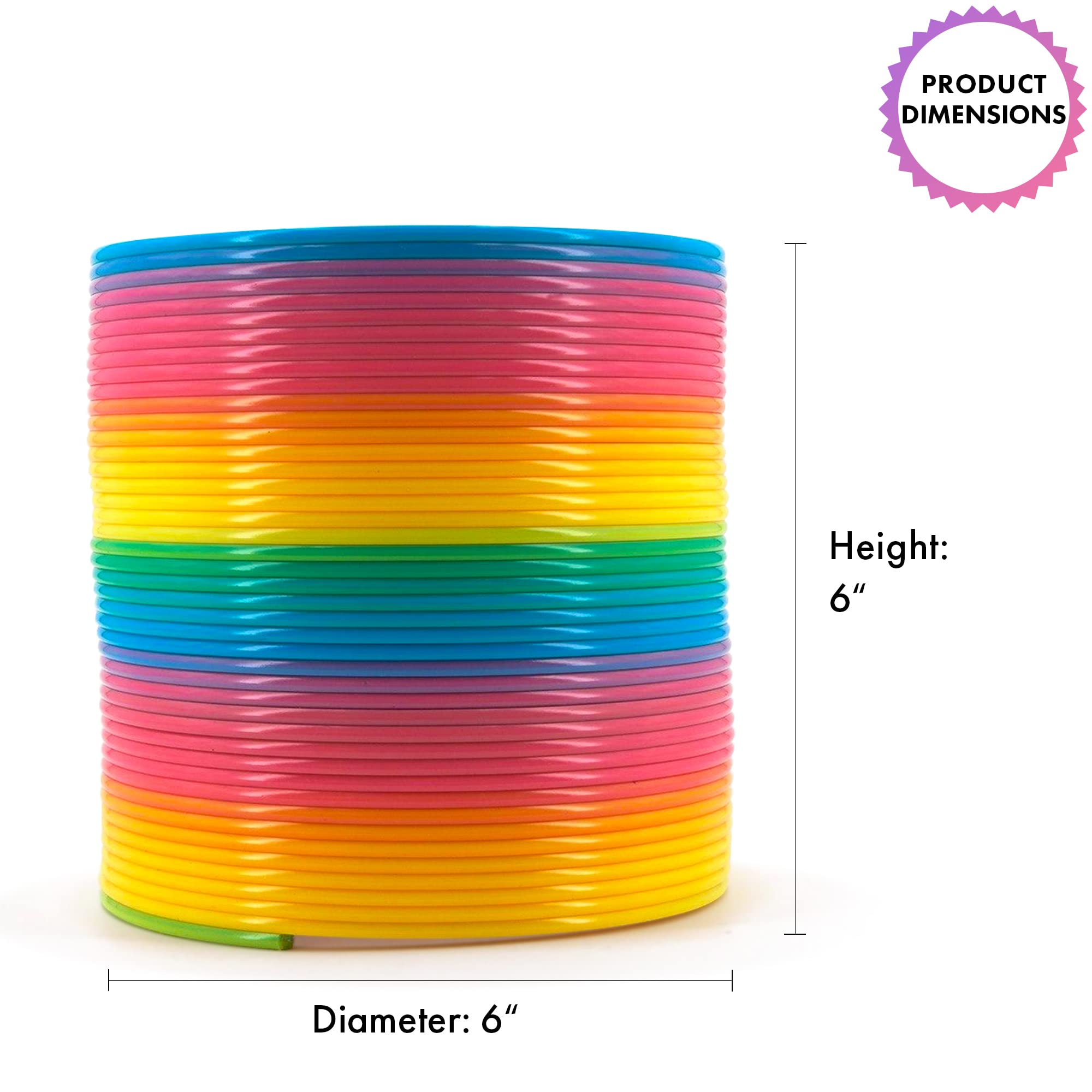 Giant Rainbow Coil Springs Toy – 2 Pack Extra Large 6'' Plastic Coil Springs for Kids | Fun Walking, Stretching & Party Favor Toys | Perfect for Outdoor Play, Birthday Gifts & Sensory Development Activities