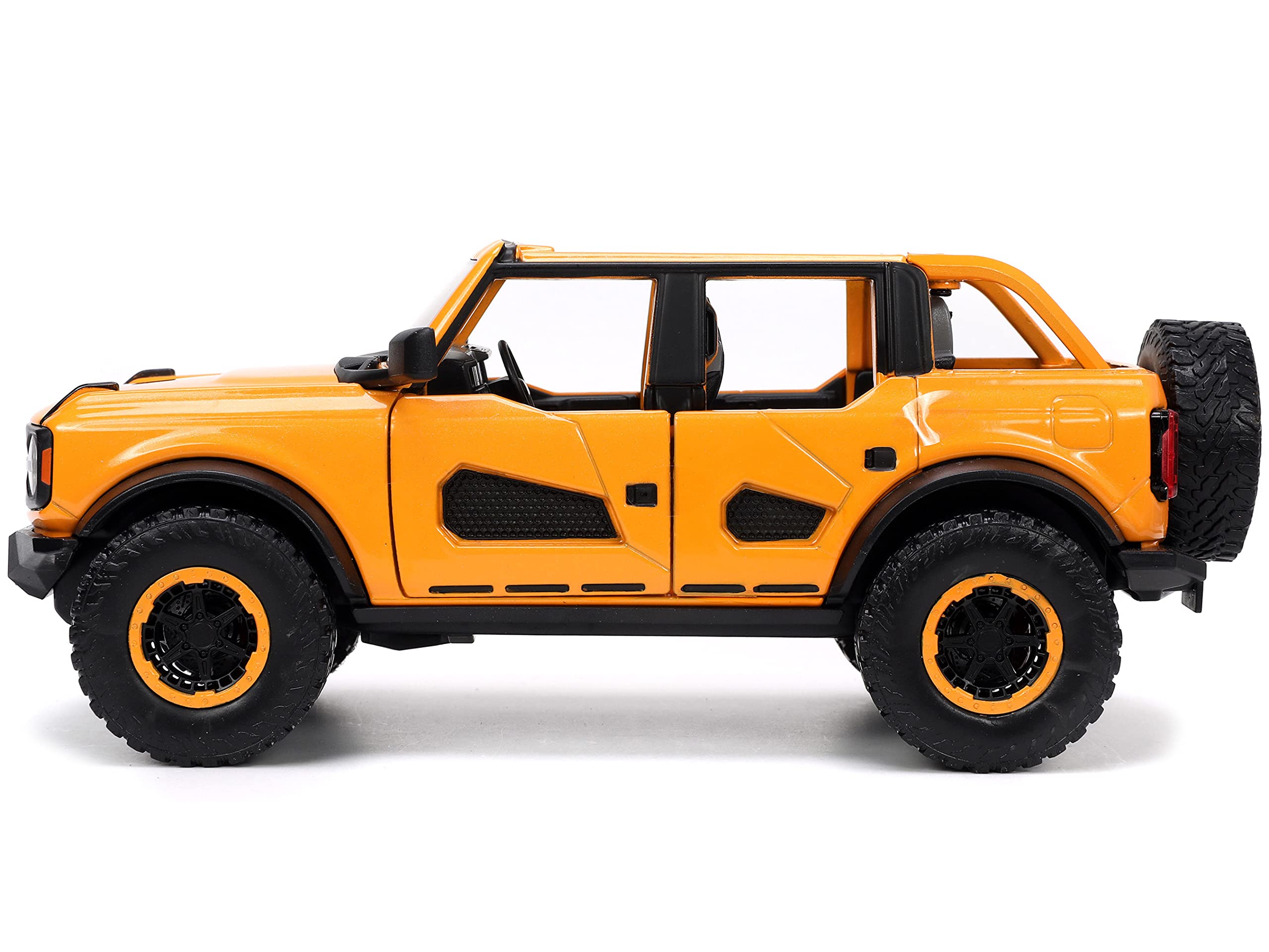 2021 Ford Bronco 1:24 Scale Die-Cast Model Car with Tire Rack - Orange Collectible Toy for Kids & Adults | Perfect for Display, Gifts, and Play Scenes