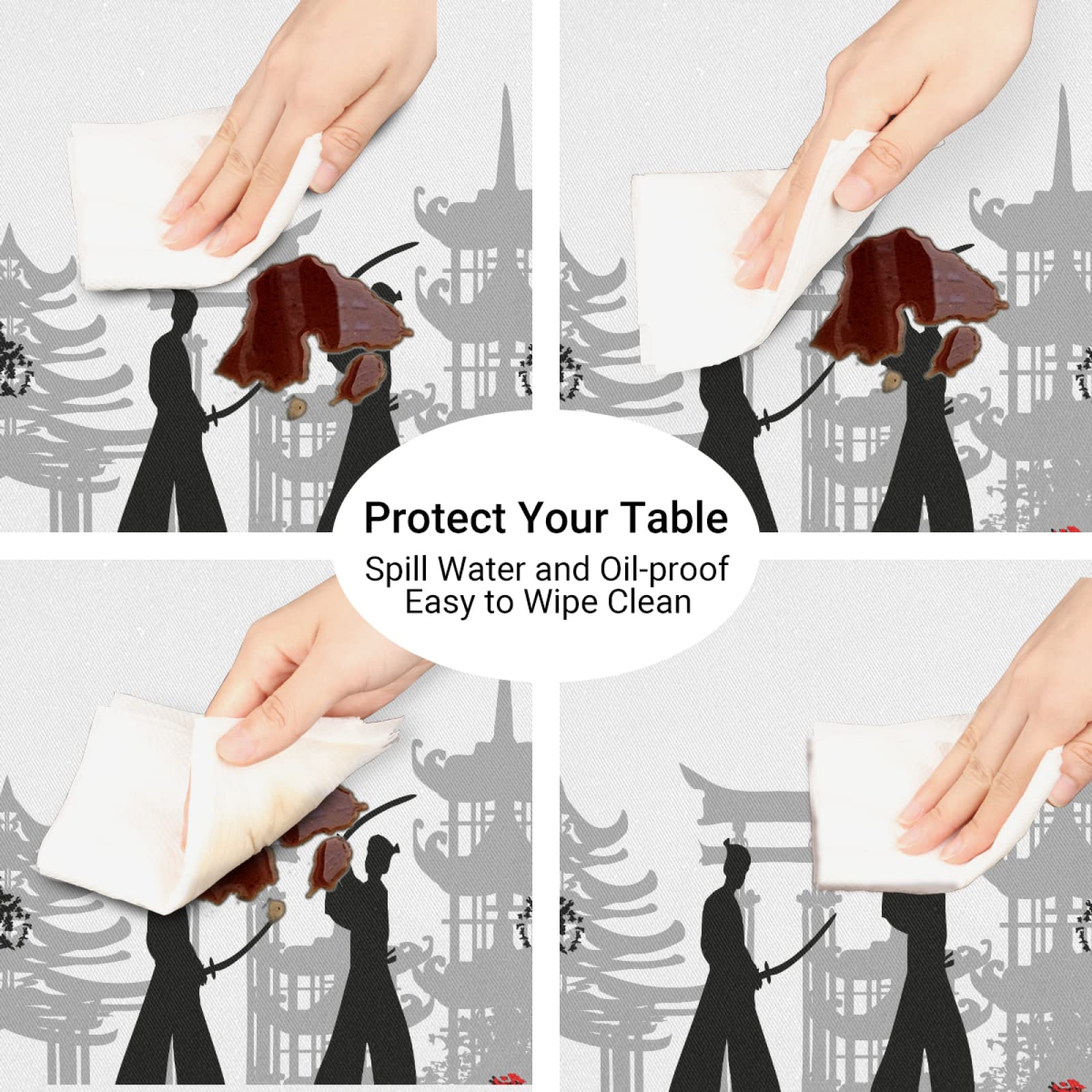 Japanese Samurai Warrior Round Fitted Tablecloth - 36