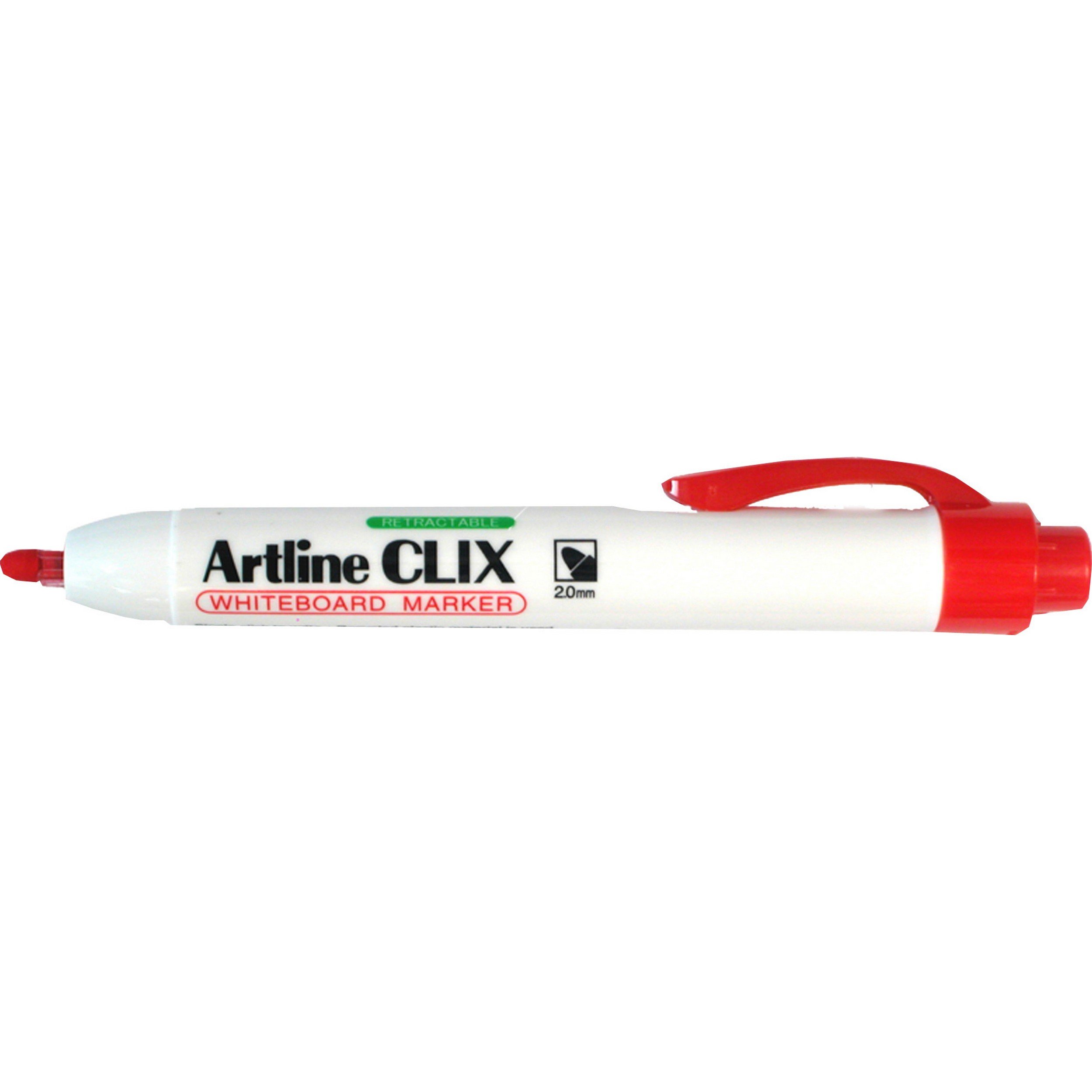 Artline Clix Retractable Whiteboard Marker - Red Dry Erase Marker for Office, Classroom & Home Use - Smooth Writing, No Smudge, Refillable White Board Pen