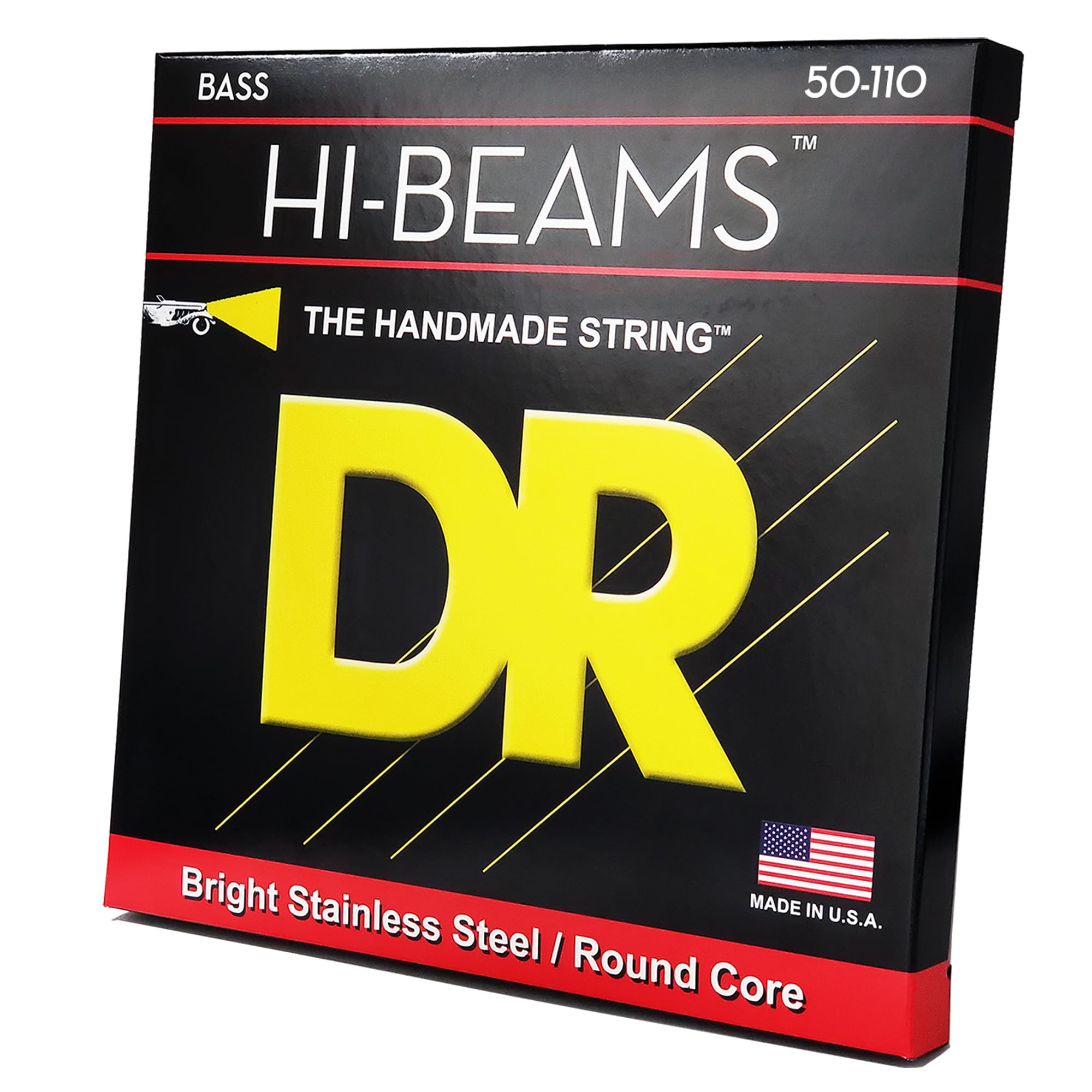 DR Strings HI-BEAMS Stainless Steel 4-String Bass Guitar Strings (50-110 Gauge) - Round Core for Enhanced Tone & Durability | Perfect for Rock, Metal & Studio Recording
