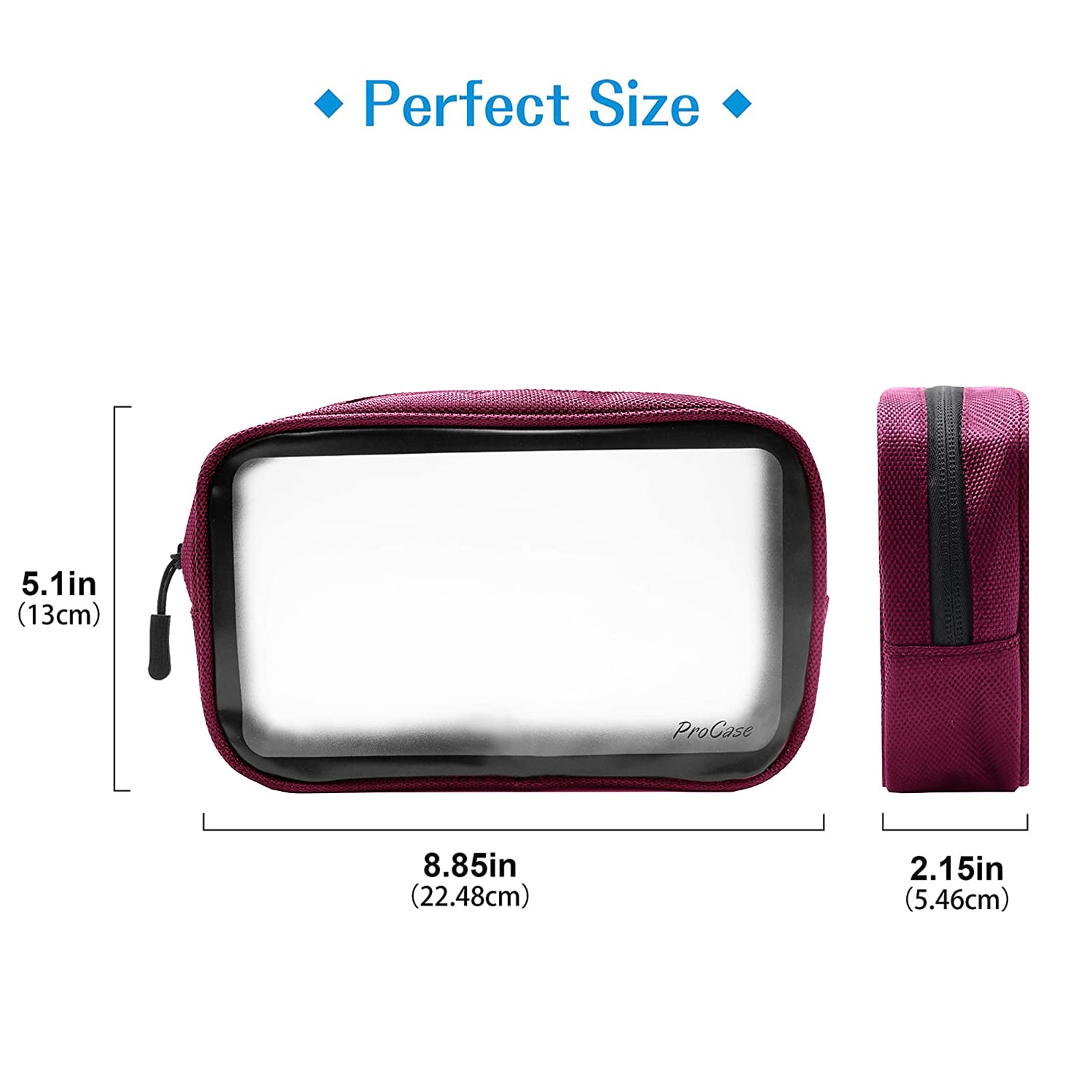 ProCase TSA Approved Clear Toiletry Bag for Travel - Matte Red Travel Organizer Pouch for Liquids, Creams & Cosmetics | Airline Compliant Carry-On Storage | Perfect for Airport Security Checkpoints & Weekend Getaways