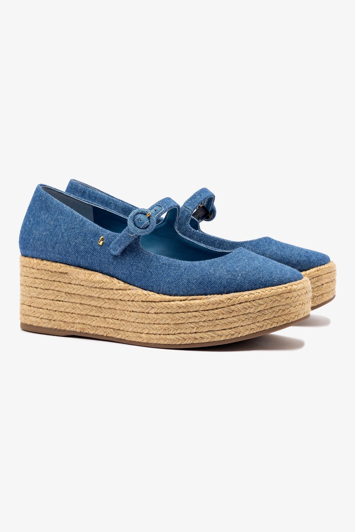 Blair Flatform Sandals in Blue Stoned Denim - Women's Fashion Shoes for Summer Outfits & Beach Vacations