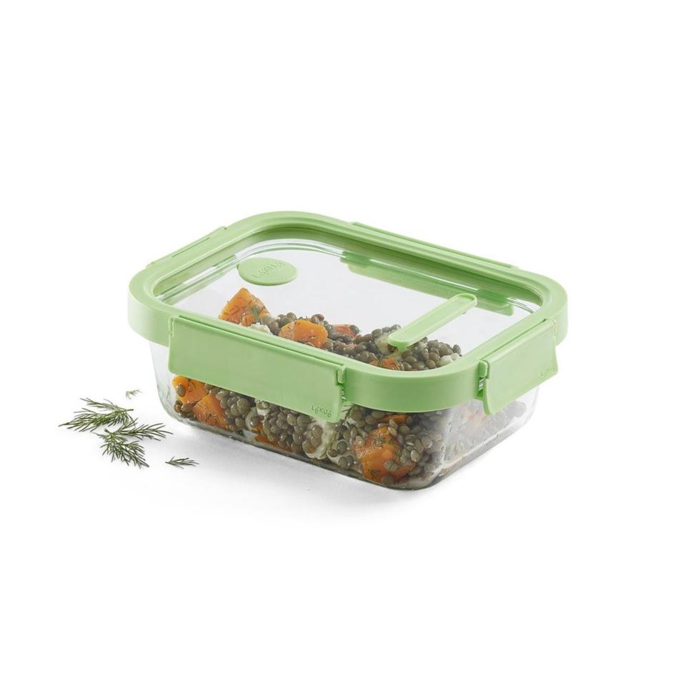 Leakproof Glass Food Storage Container - 35oz (1050ml) Rectangular Airtight BPA-Free Kitchen Organizer for Meal Prep, Leftovers & Pantry Storage