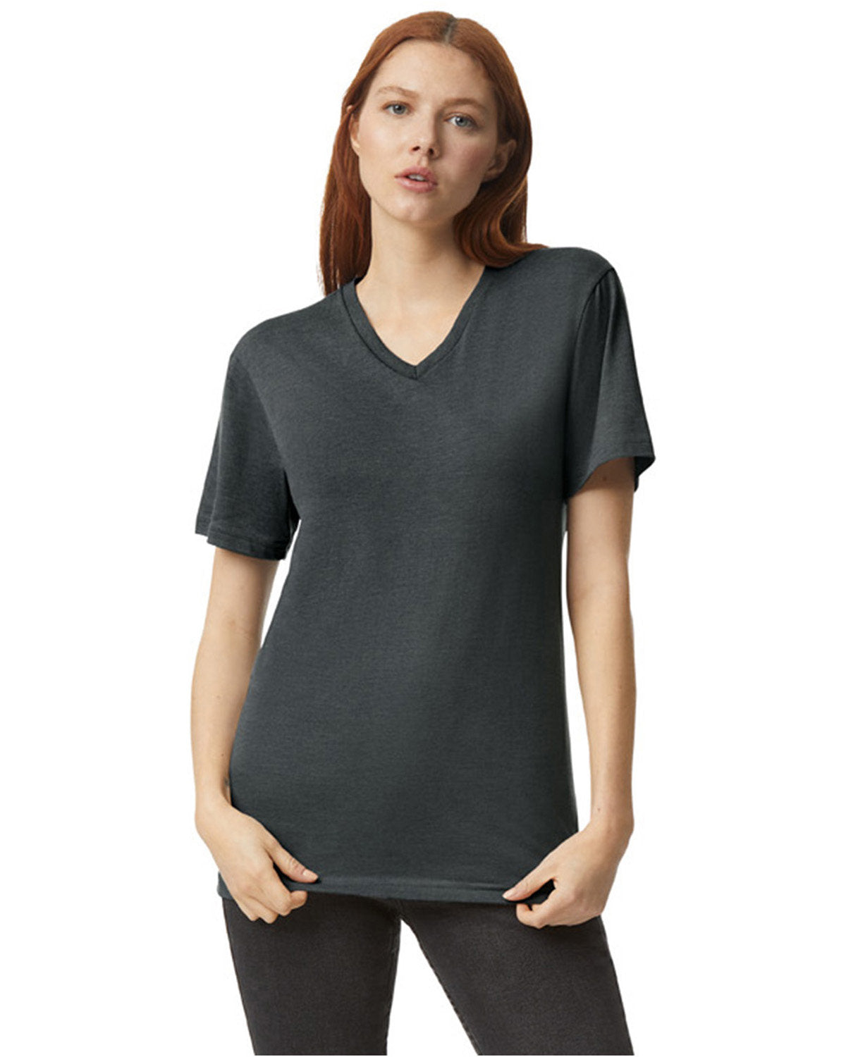 American Apparel 2006CVC Unisex V-Neck T-Shirt - Soft Cotton Blend Tee for Men & Women | Perfect for Casual Wear, Gym, and Everyday Outfits