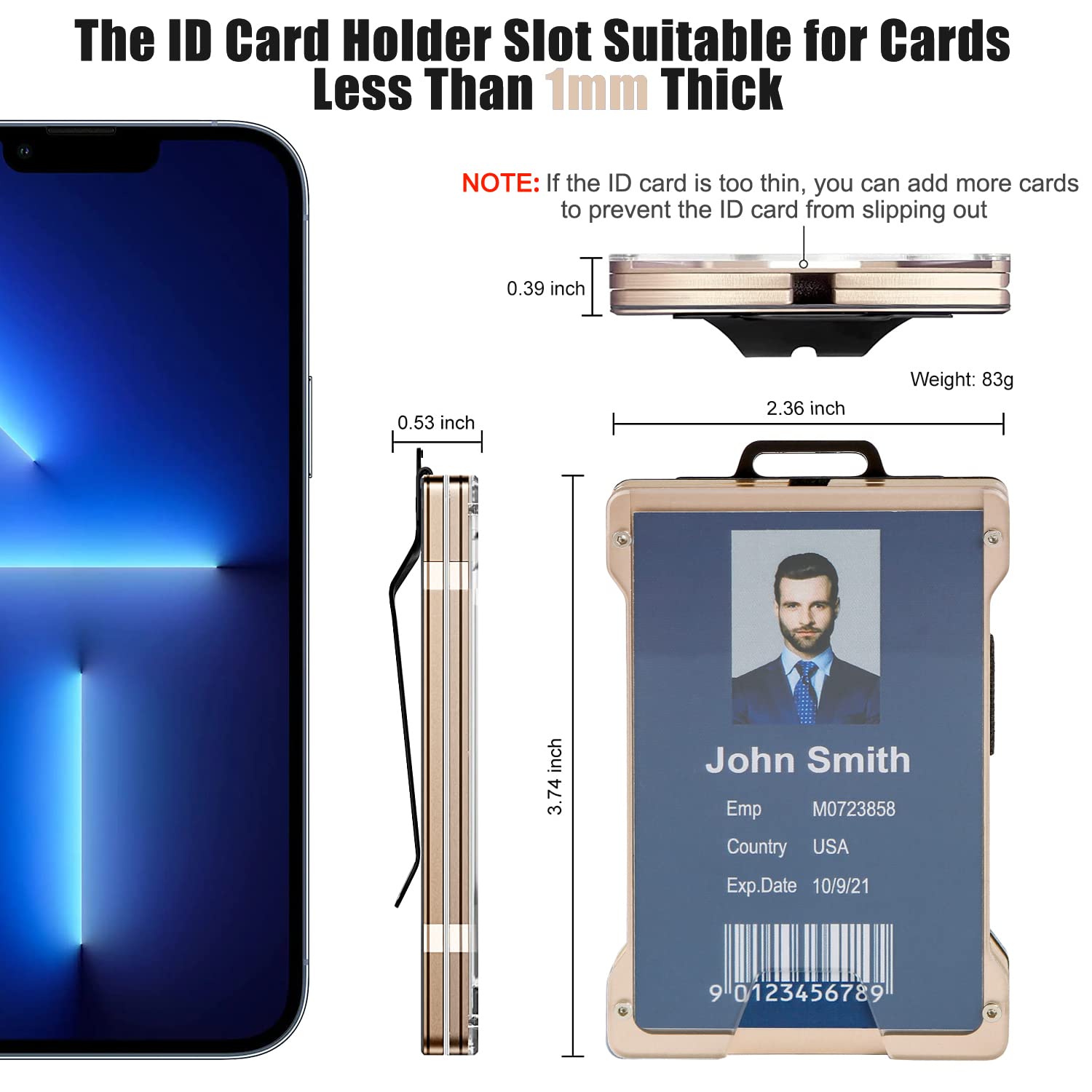Slim RFID Blocking Minimalist Wallet for Men & Women - Carbon Fiber Credit Card Holder with Money Clip & Clear ID Window - Compact & Lightweight for Everyday Use, Travel, and Business (Desert Gold)
