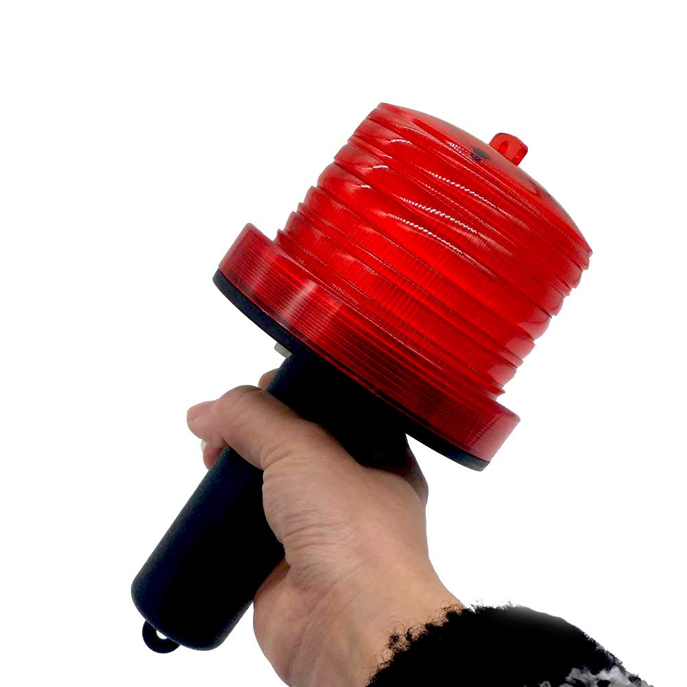 Luwint Solar Powered LED Emergency Strobe Warning Light - Handheld Red Safety Beacon for Road Construction, Traffic Cones & Hazard Scenarios | Portable & Rechargeable for Night Work, Emergency Signaling & Roadside Safety