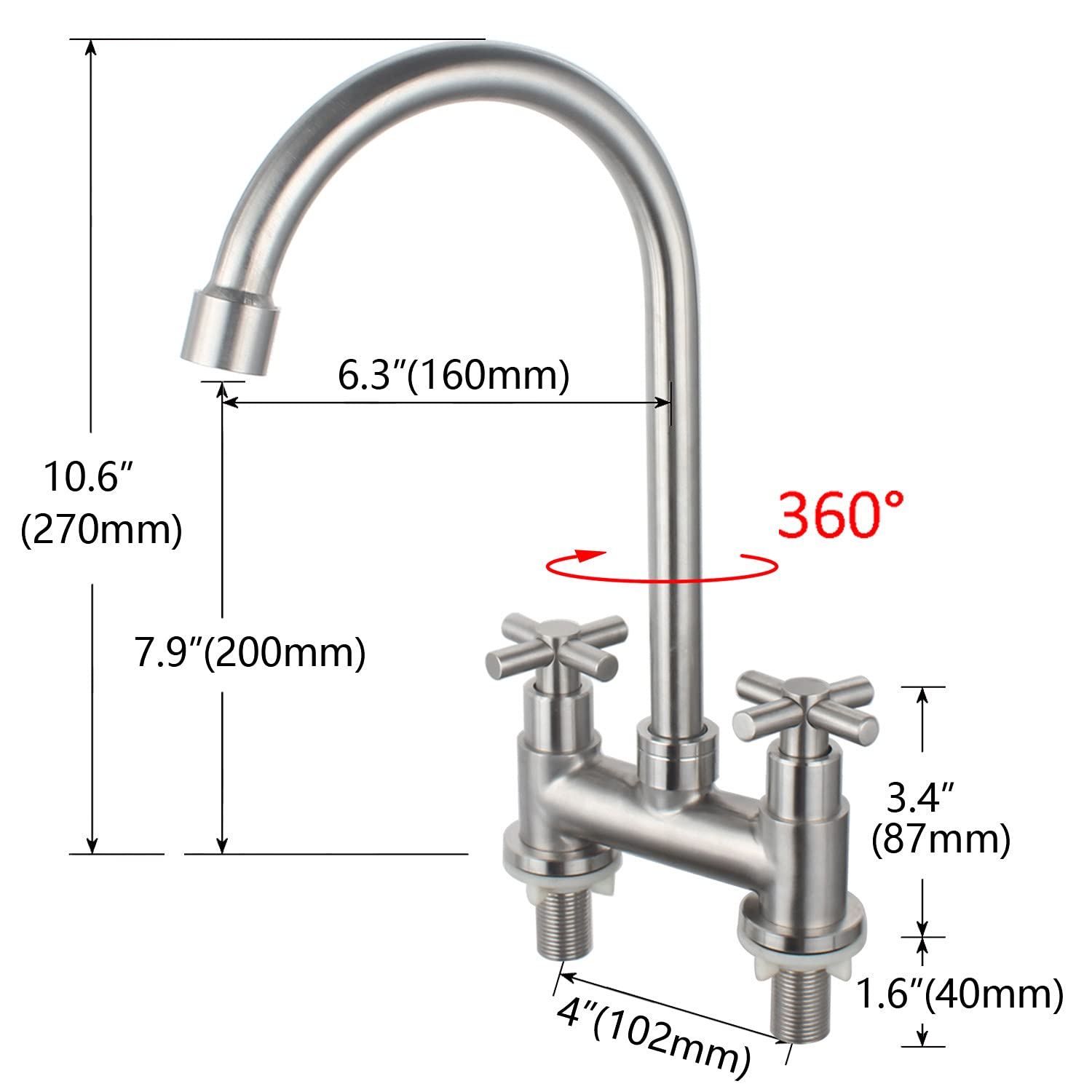 Stainless Steel Brushed Nickel 2 Hole 4