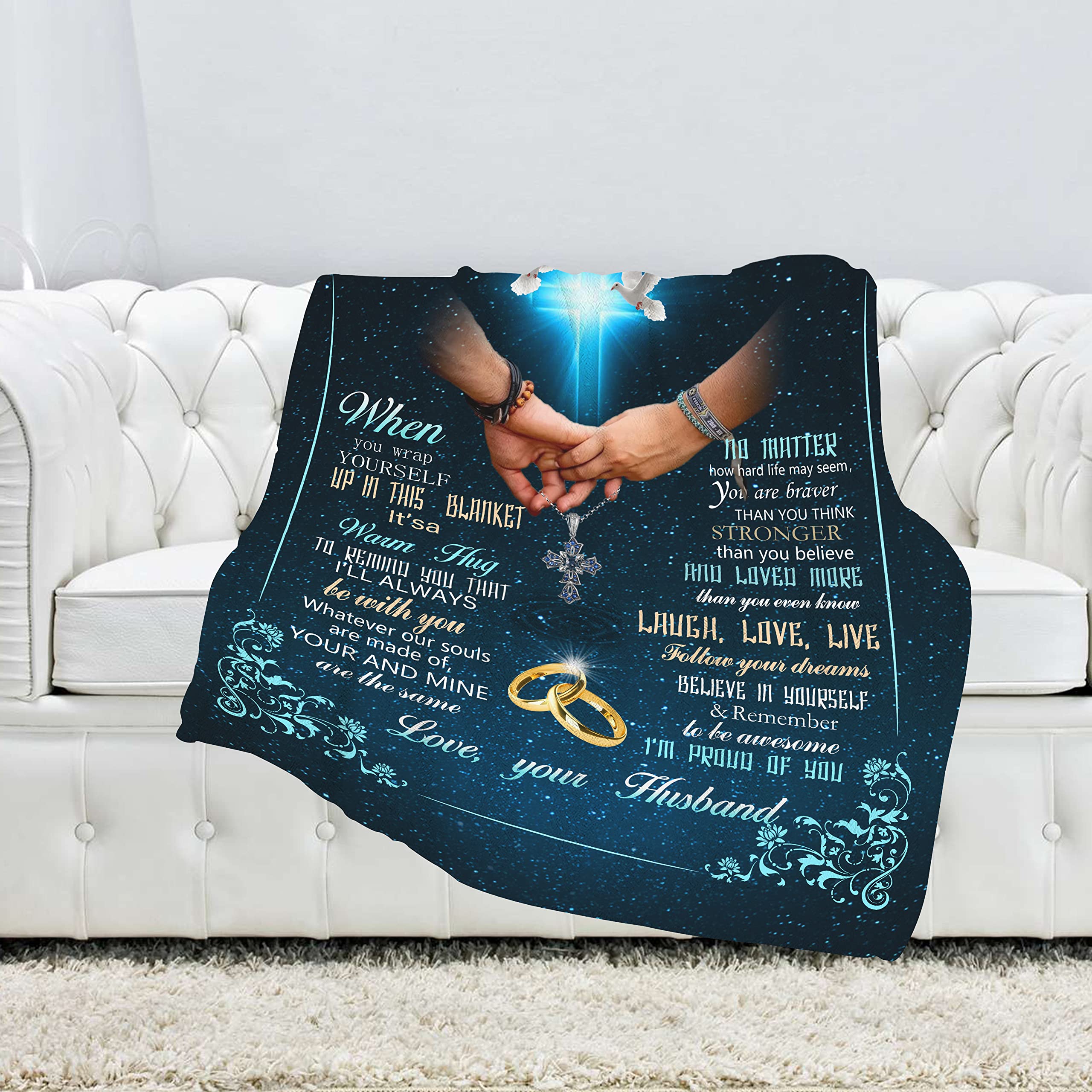 Personalized Anniversary Blanket for Wife - Romantic Birthday Gift from Husband, Valentine's Day Present - Soft Throw Blanket for Couch, Sofa & Living Room - Perfect for Snuggling, Movie Nights & Home Decor