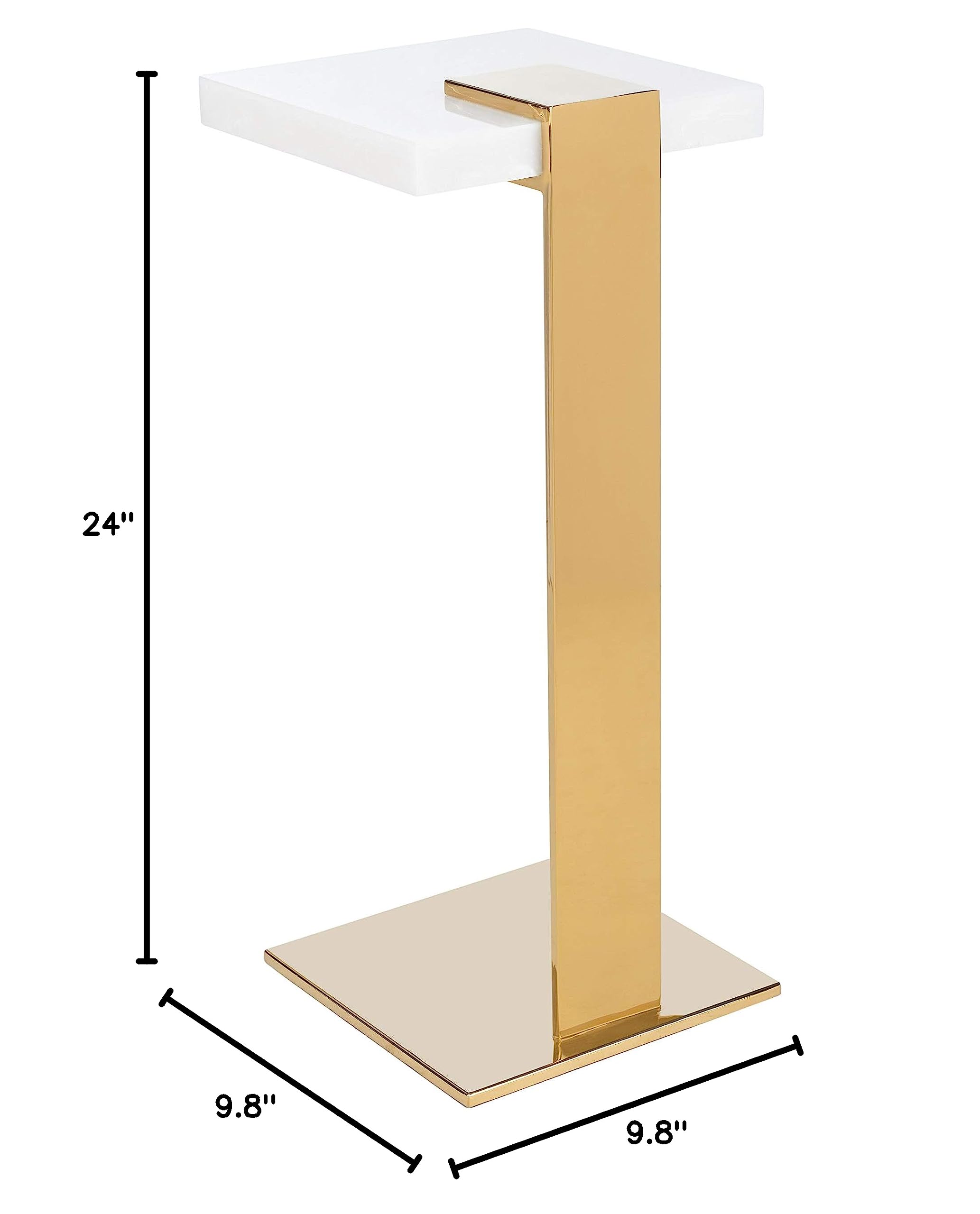 SAFAVIEH Couture Collection Mars White & Brass Acrylic Coffee Table - Modern Side Table for Living Room, Bedroom, Office (SFV3563B)