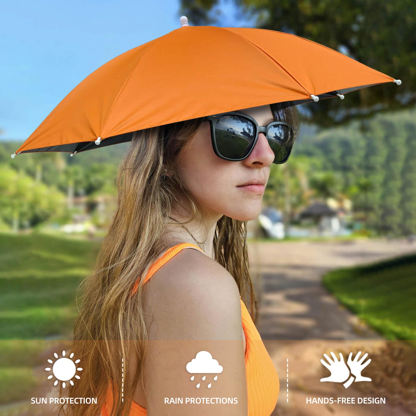 Waterproof Rain Umbrella Hat for Women & Men - Adjustable Elastic Headband, Hands-Free Outdoor Sun & Rain Protection - Perfect for Hiking, Gardening, Fishing & Beach Activities