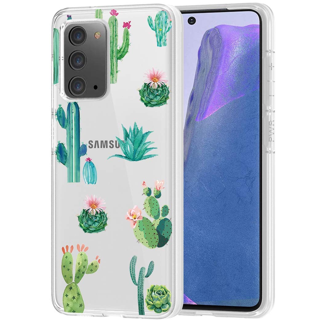 Premium Shockproof Clear TPU Phone Case for Samsung Galaxy Note 20 5G - Slim Protective Cover for Women & Girls (Cactus Green) | Perfect for Everyday Use, Work & Travel
