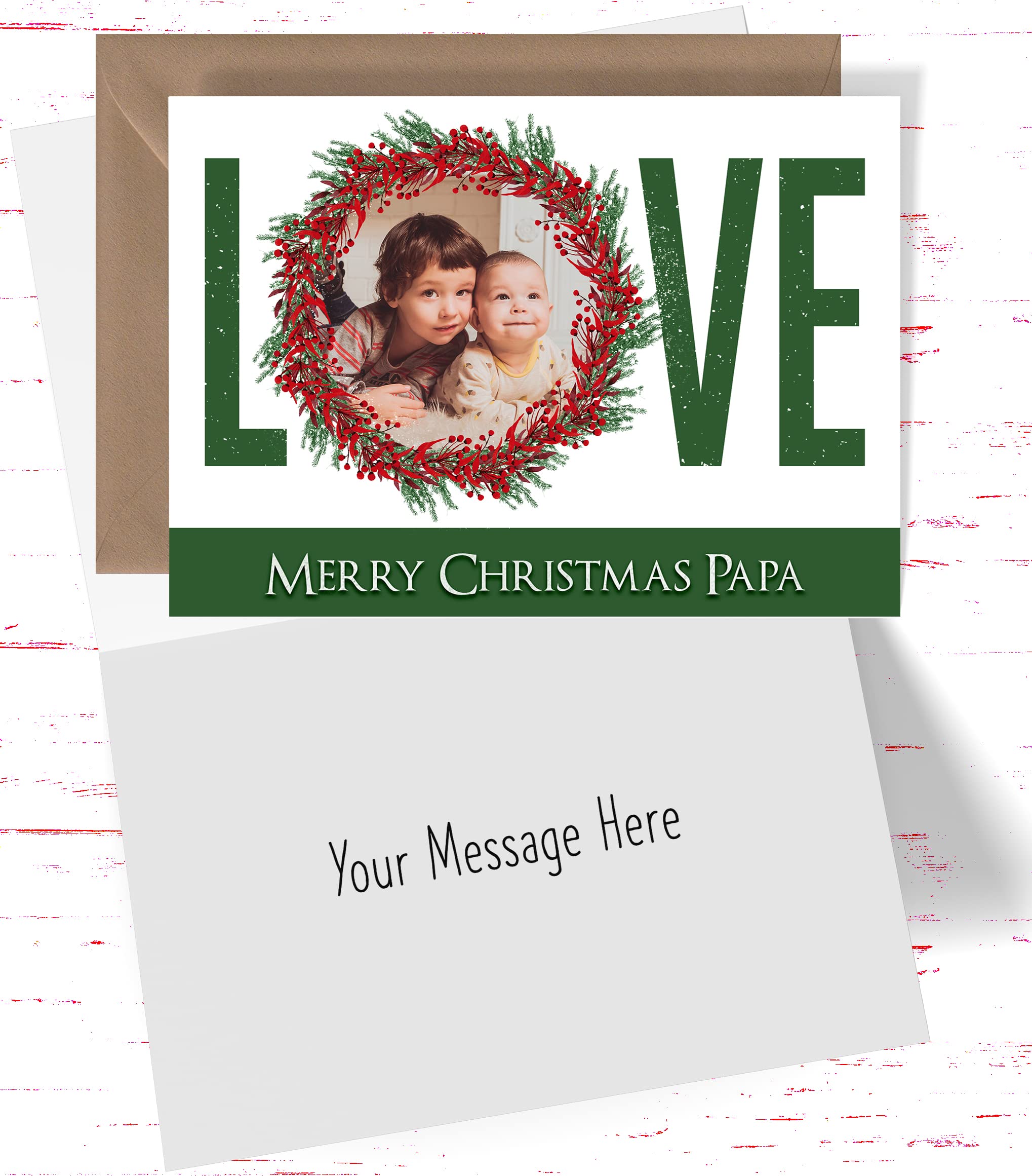 Custom Merry Christmas Photo Card for Dad - Personalized Holiday Greeting Card with Your Picture - Perfect for Gifting to Father on Christmas