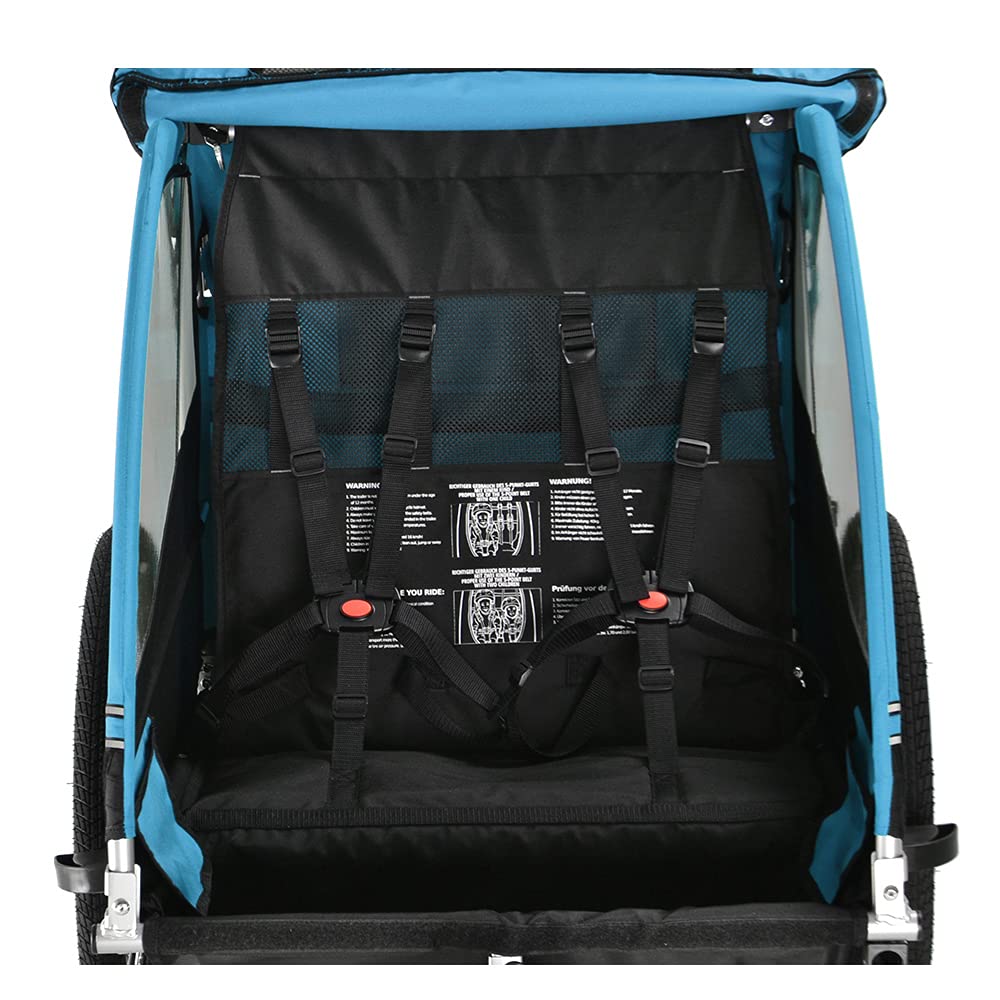 Veelar 2-in-1 Bike Trailer & Stroller - Double Seat Child Bicycle Carrier for Toddlers and Kids - Perfect for Cycling, Jogging, and Family Outdoor Adventures