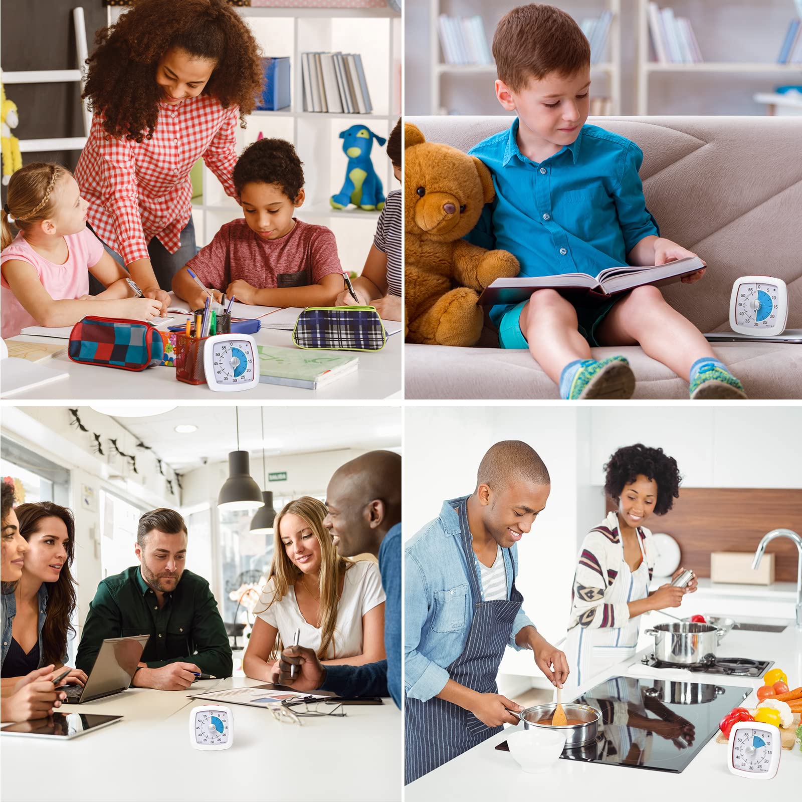 Secura 60-Minute Visual Timer with Silent Countdown - Study Timer for Kids & Adults, Classroom Time Management Tool, Kitchen Timer for Cooking - Blue & White (Perfect for Homework, Teaching, and Productivity)