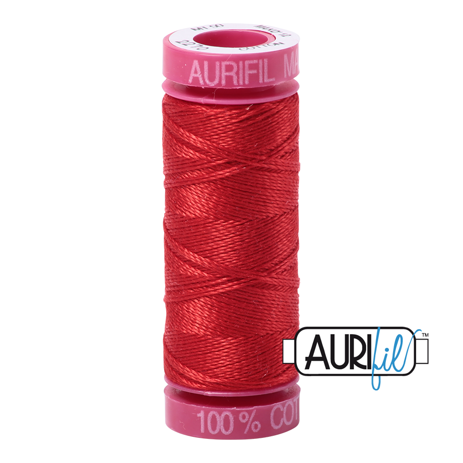 Aurifil 12wt Cotton Thread - Paprika Color (Small Spool 50m) | Premium Embroidery & Quilting Thread for Sewing, Crafting & DIY Projects | Perfect for Hand & Machine Stitching