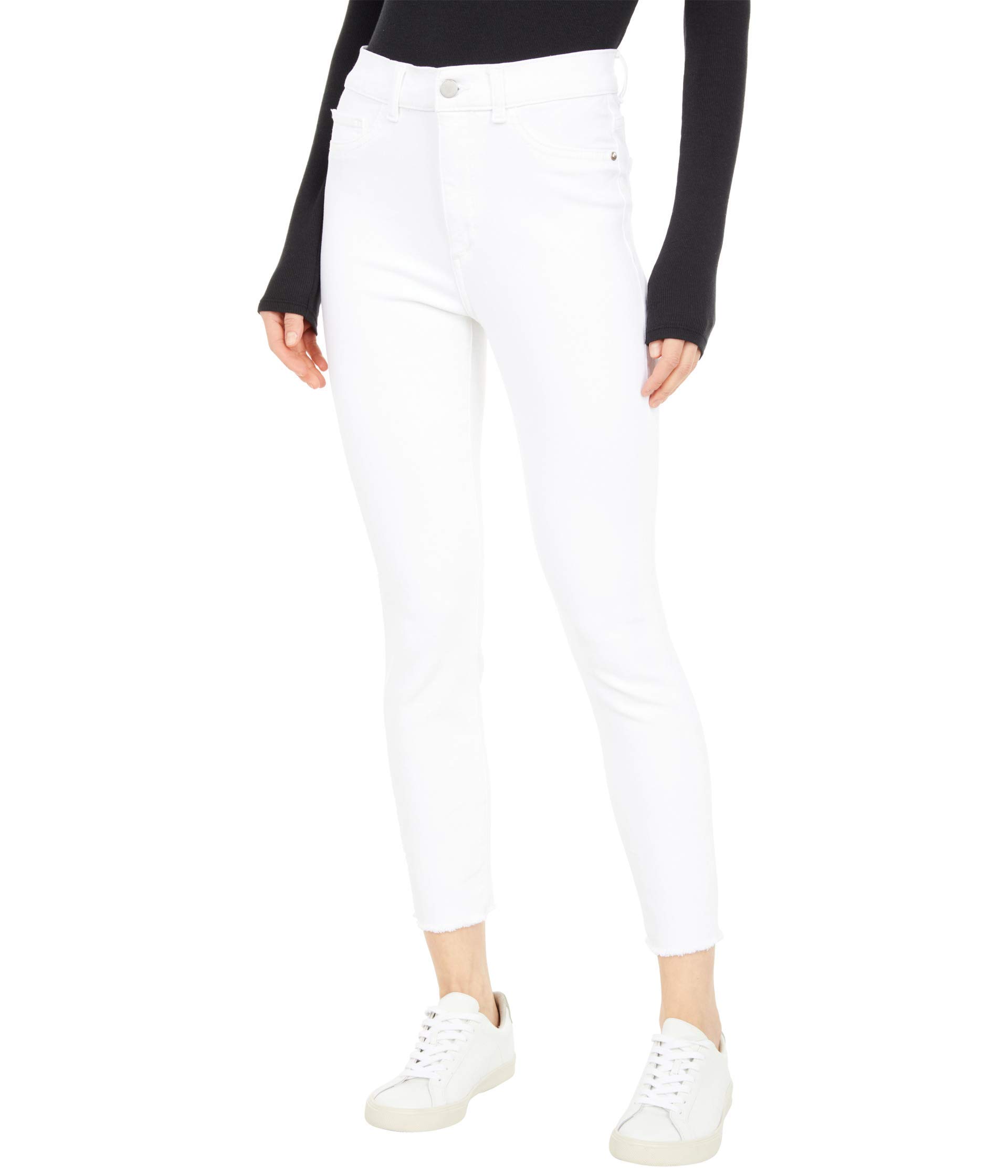 DL1961 Farrow Skinny High-Rise Instasculpt Crop Jeans in Milk Raw - Women's Stretch Denim Pants for Work, Date Night & Casual Outfits