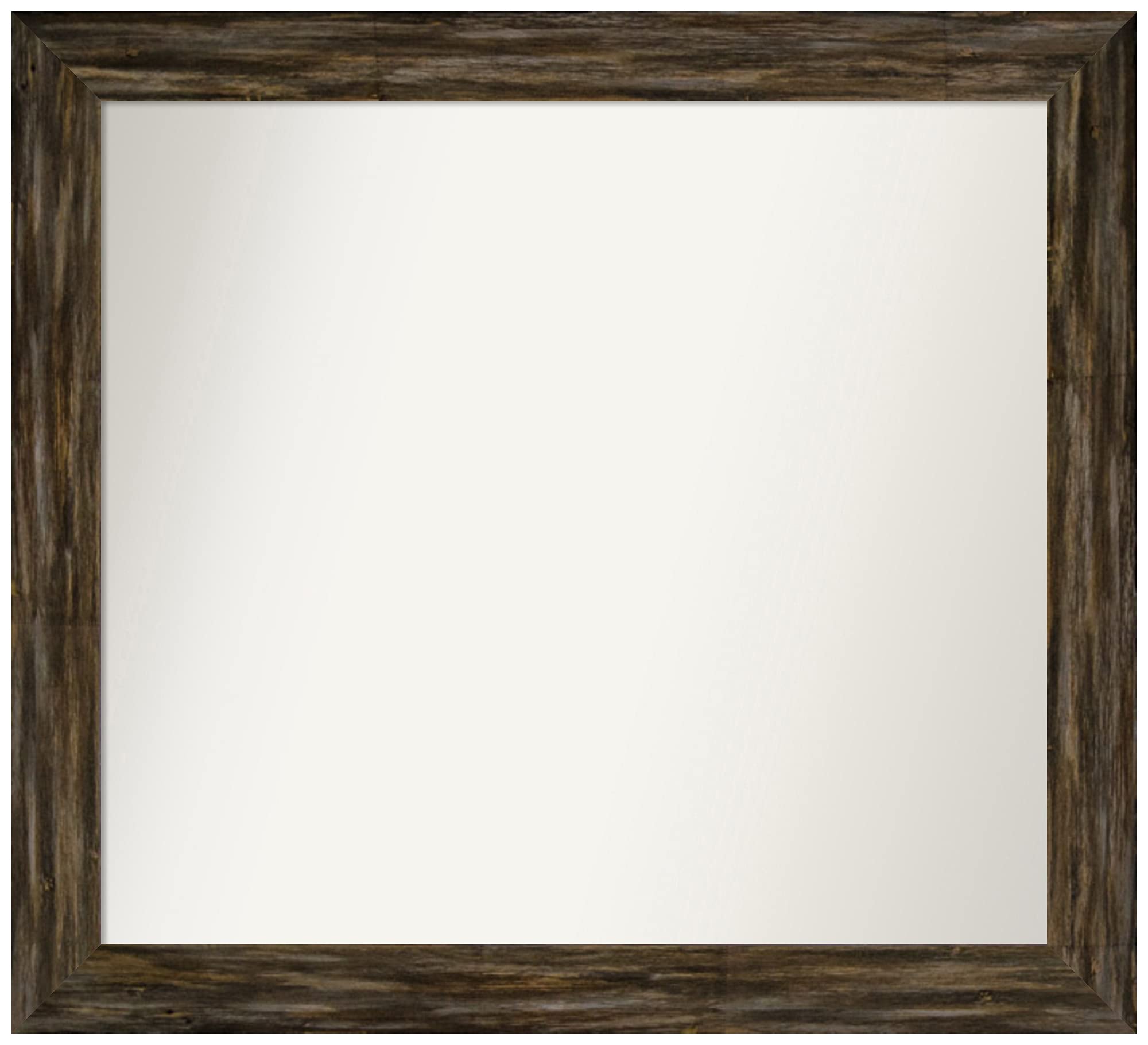 Amanti Art Non-Beveled Custom Wall Mirror 29.5 x 32.5 Inches - Fencepost Brown Narrow Frame - Bathroom, Living Room, Bedroom Decor - Various Custom Sizes Available