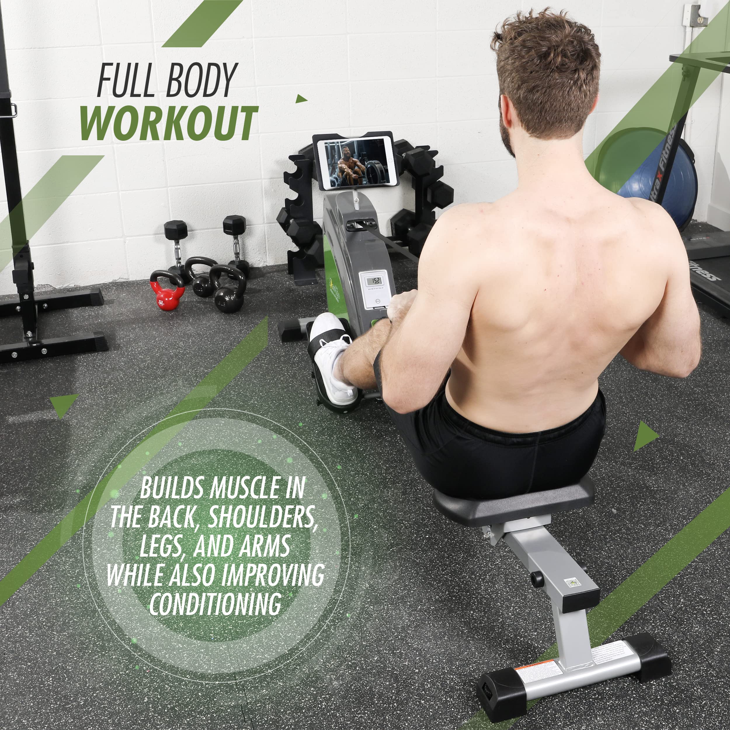 ShareVgo Smart Rowing Machine SRM1000 - Foldable Magnetic Rower with Bluetooth LCD Monitor, Tablet Holder & Free Fitness App for Full Body Workout - Max 300 lbs Capacity - Perfect for Home Gym, Cardio Training & Weight Loss