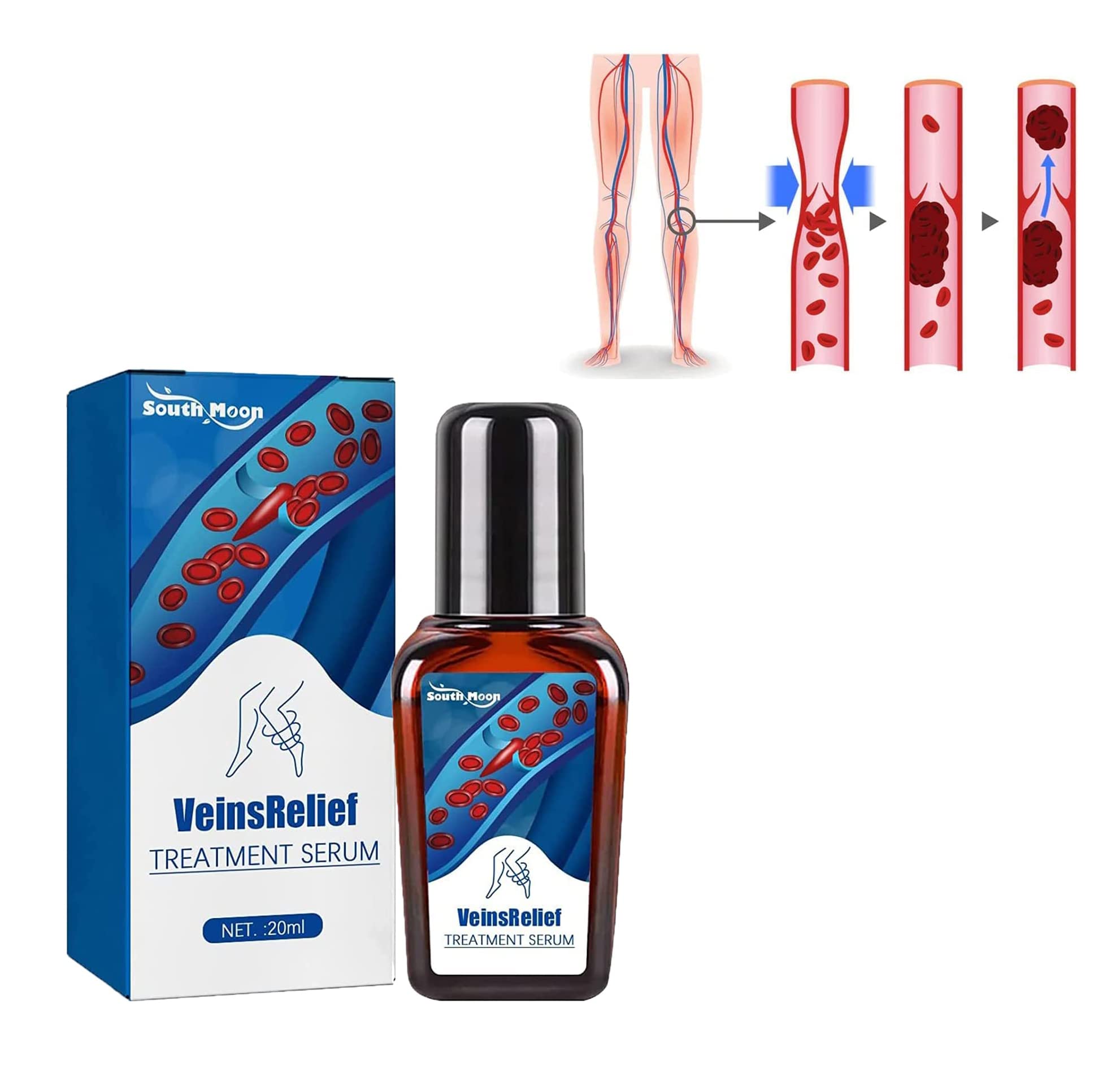 Veins Relief Treatment Serum for Varicose & Spider Veins - Fast-Acting Leg & Face Serum with Natural Ingredients - Perfect for Daily Use & Post-Workout Recovery