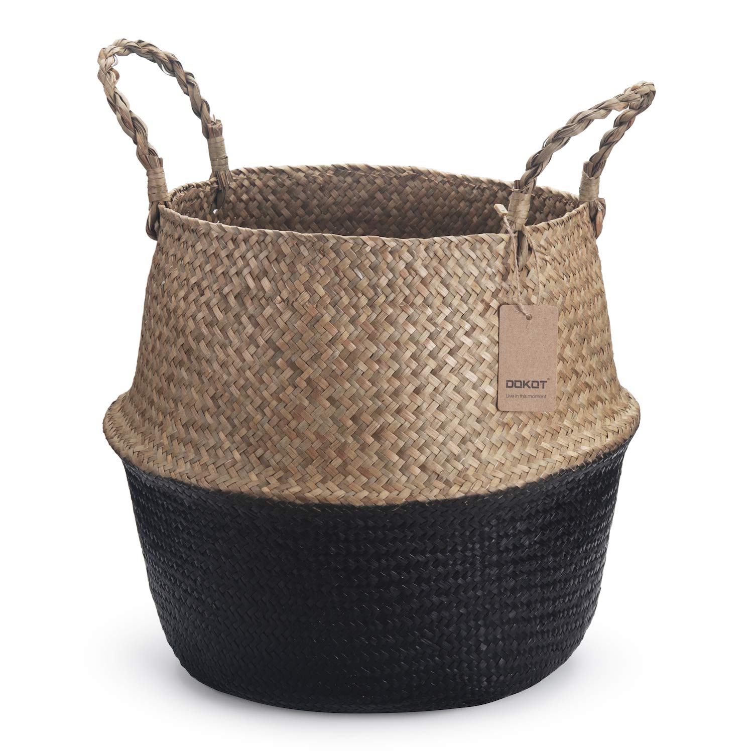 DOKOT Natural Woven Seagrass Belly Basket with Handles - 8