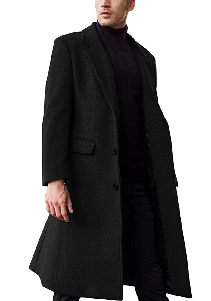 Premium Men's Wool Overcoat - Single Breasted Long Dress Coat for Fall & Winter | Office Wear, Business Attire & Formal Occasions