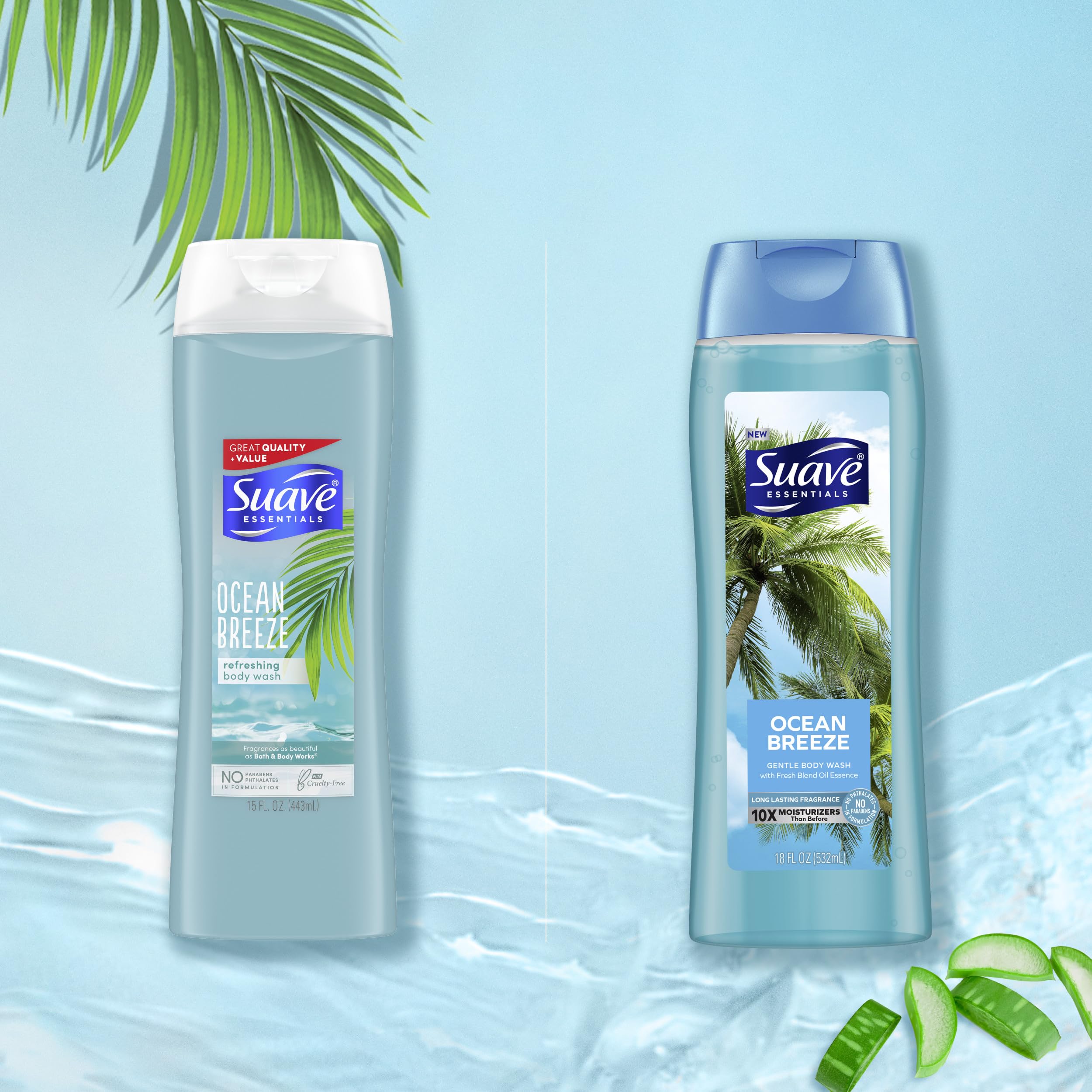 Suave Ocean Breeze Body Wash & Advanced Therapy Lotion Bundle - 2 Pack with Vitamin E & Hydro Complex, 18 Oz Each - Hydrating Shower & Moisturizing Skincare for Daily Use