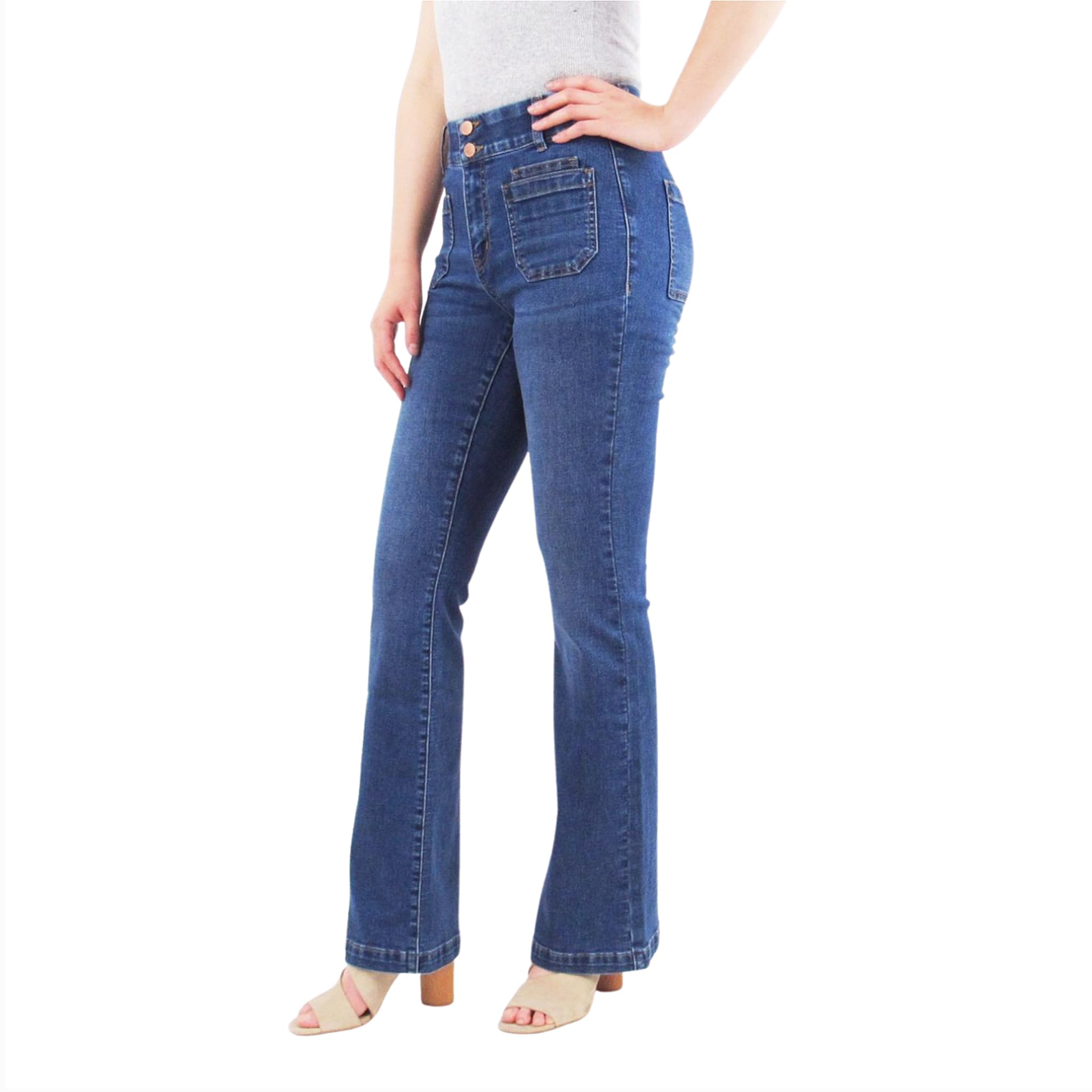 Tummy Control Bootcut Jeans with Classic Pockets & Back Design - Perfect for Work, Date Night & Everyday Comfort