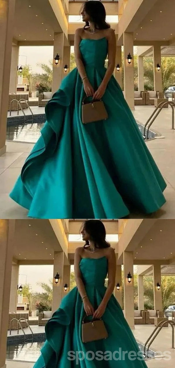 Elegant Green A-Line Strapless Maxi Prom Dress for Women | Long Formal Evening Gown | Perfect for Parties, Weddings & Special Occasions