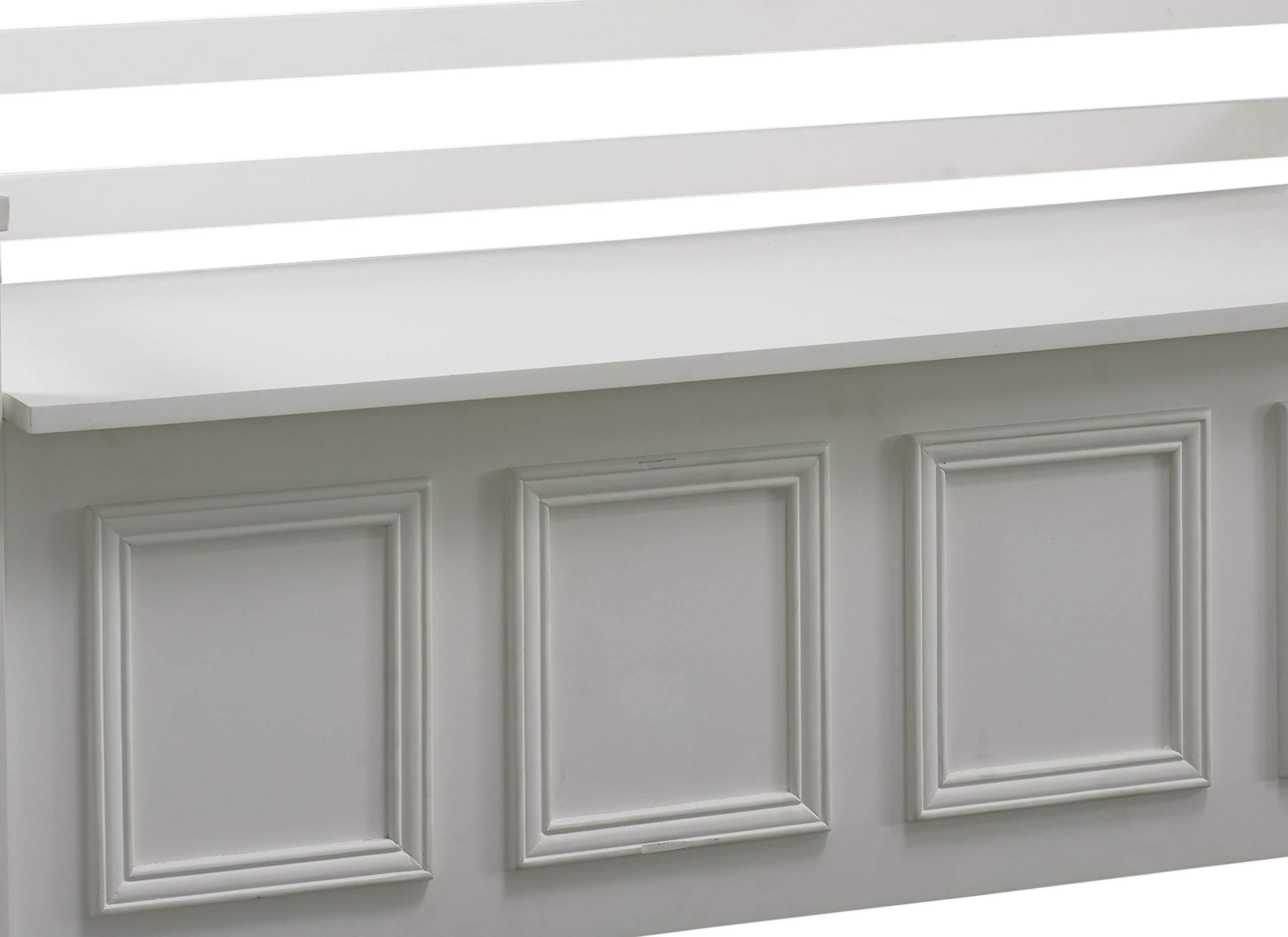 Benjara White Wooden Storage Bench with Flip Top Seat & Ladder Style Back - Entryway Organizer, Hallway Seating, Bedroom Storage Solution