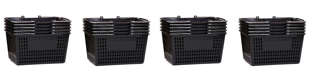 Durable Black Plastic Shopping Basket Set of 5 with Metal Handles - Perfect for Grocery Stores, Retail Shops & Home Organization (4-Pack)