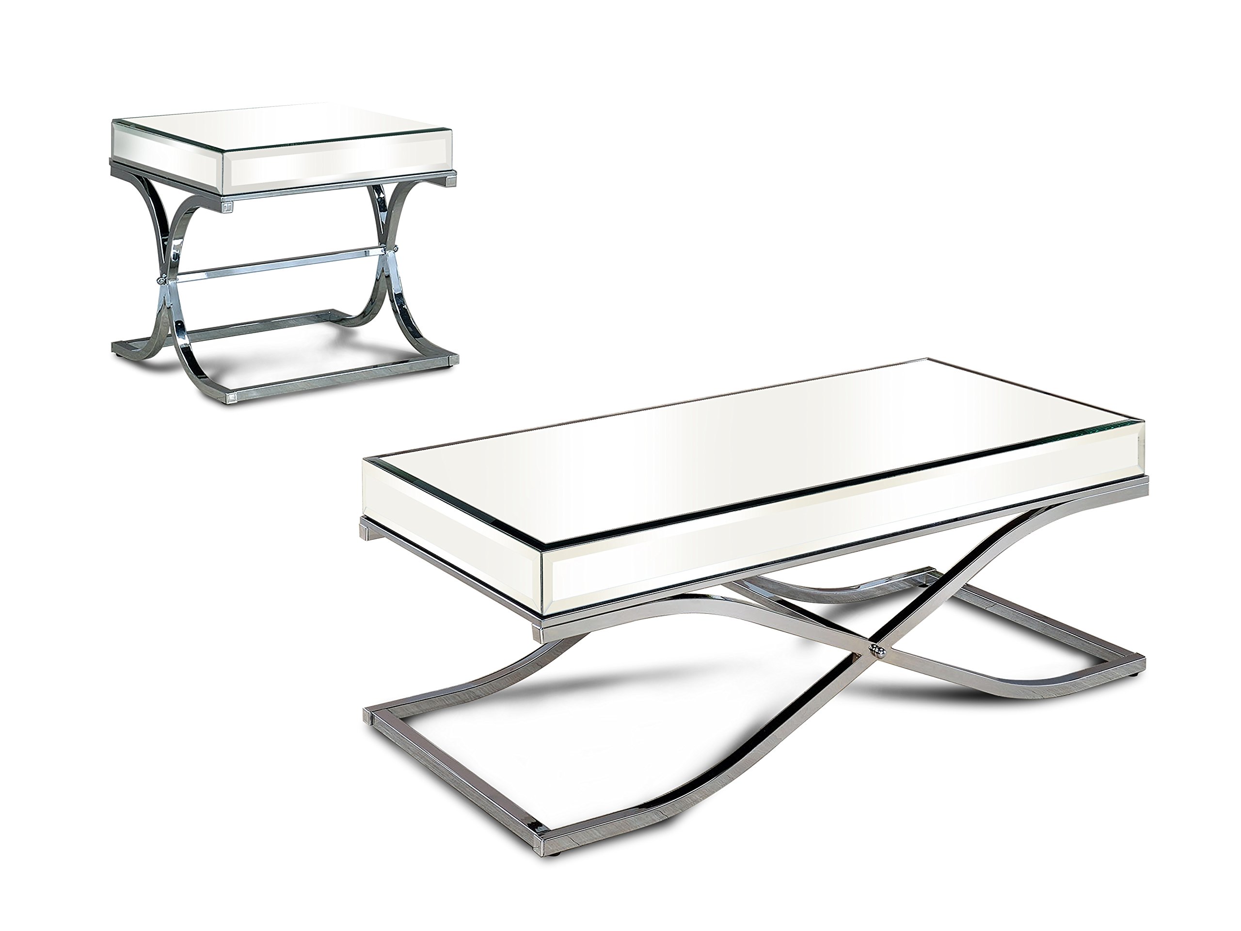 Luxy Modern Chrome Coffee Table Set for Living Room - Stylish & Durable Home Decor for Small Spaces, Apartments & Lounge Areas