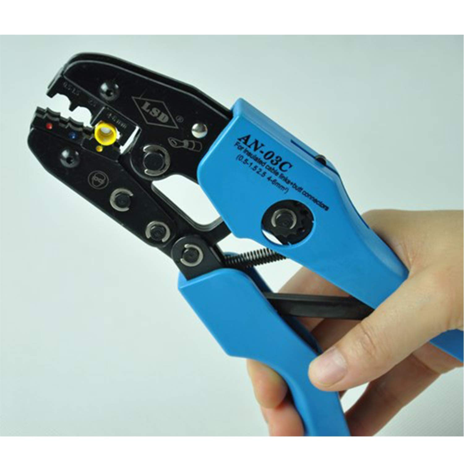 Professional Crimping Pliers Tool for Electrical Work - Heavy Duty Pre-Insulated Terminal Crimper (0.5-6.0mm²) with Surge Connector - Industrial Grade Hand Tool for Secure Wiring Connections - Perfect for Automotive, HVAC and Home Electrical Projects