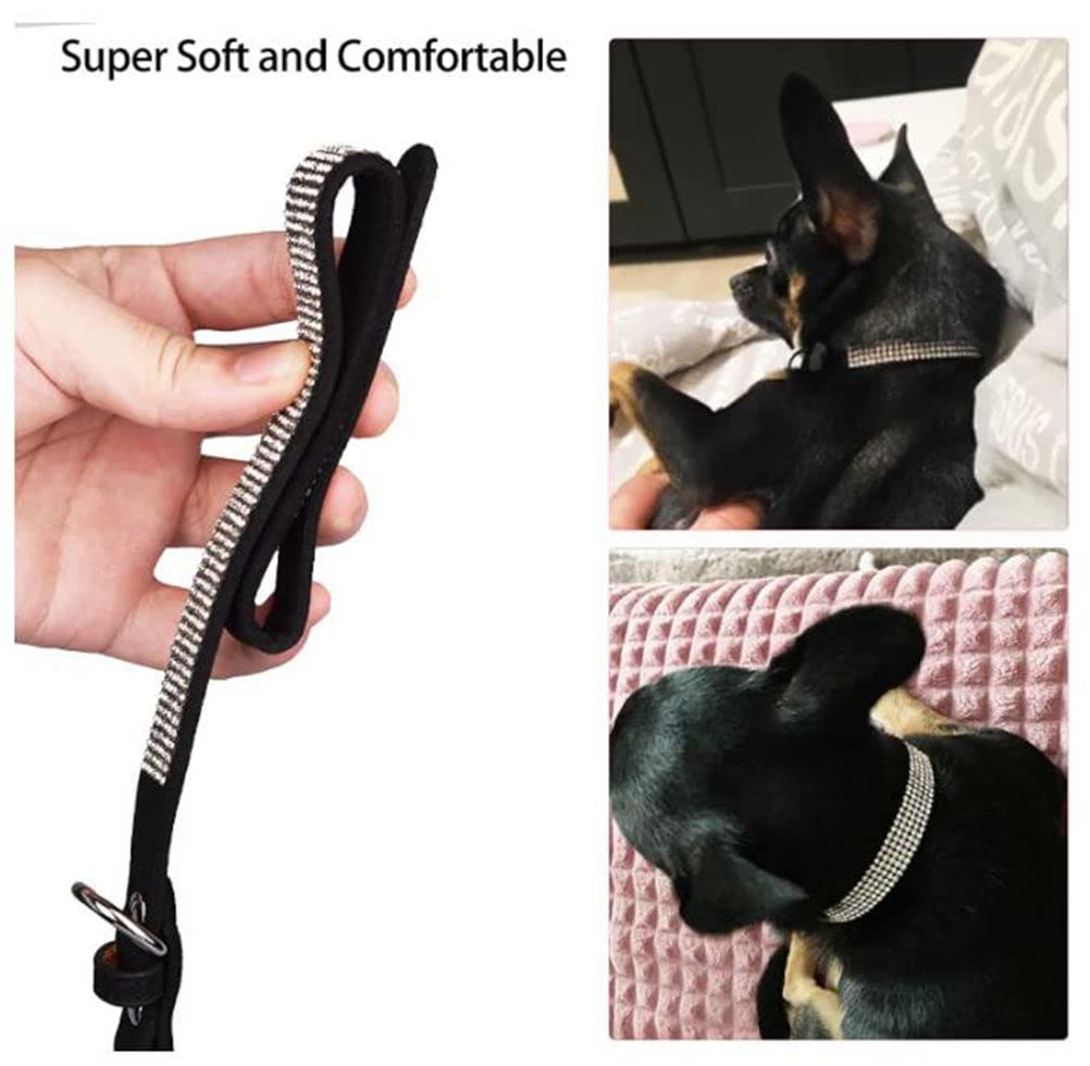 Sparkling Rhinestone Dog Collar - Elegant Crystal Diamond Glitter Pet Collar for Small, Medium & Large Dogs - Soft & Stylish for Puppies, Kittens & Terriers - Perfect for Female Pets & Special Occasions - Black XXL Size - Ideal for Parties, Walks & Photo Shoots