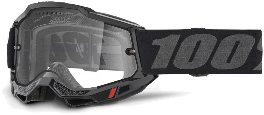 100% Accuri 2 Enduro MTB Goggles - Black/Clear Lens - Dirt Bike & Mountain Biking Protective Eyewear for Trail Riding & Off-Road Adventures