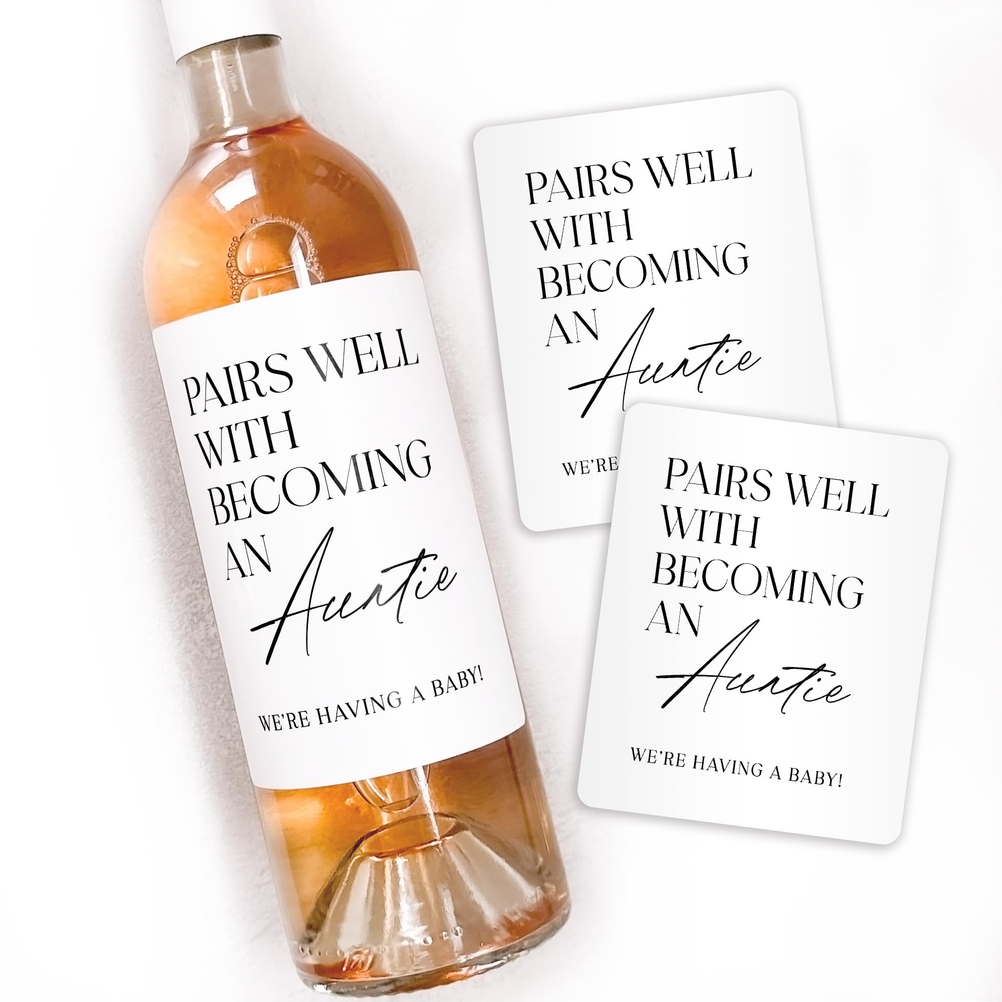Pregnancy Announcement Wine Bottle Labels - Set of 4 - Welcome to Your Auntie Era - Baby Reveal Gift for New Aunts - Funny Wine Stickers for Auntie (Perfect for Baby Showers & Gender Reveal Parties)