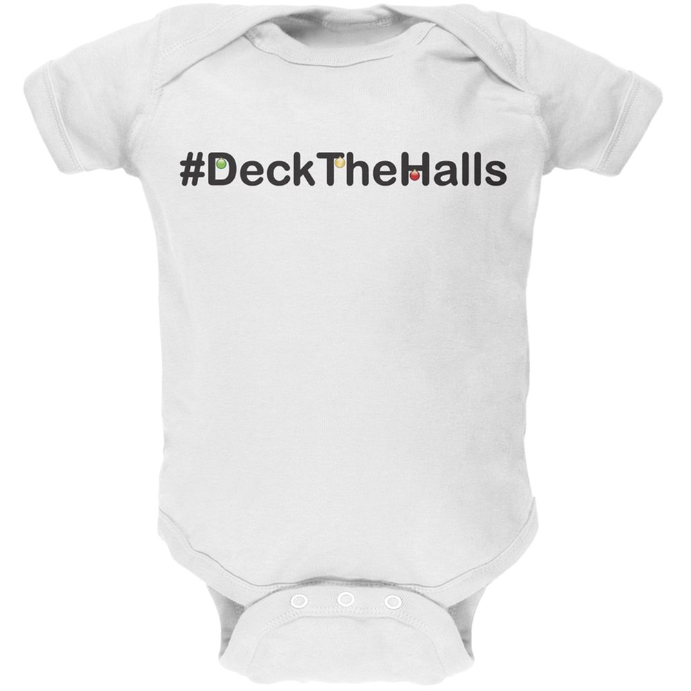 Old Glory Hashtag Deck The Halls White Baby Bodysuit 0-3 Months - Patriotic American Flag Onesie for Newborns & Infants | Perfect for Holidays, Photo Shoots & Family Gatherings
