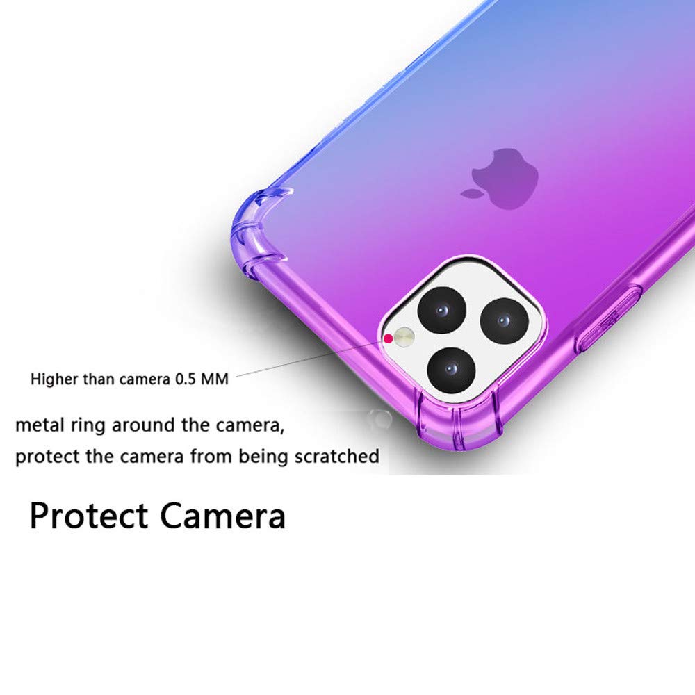 Gradient Shockproof TPU Case for iPhone 11 Pro Max 6.5 Inch | Slim Protective Cover with Reinforced Corners & Airbag Technology | Durable Blue Pink Phone Case for Apple iPhone 11 Pro MAX (2019 Model) | Perfect for Daily Use, Outdoor Activities & Travel Protection