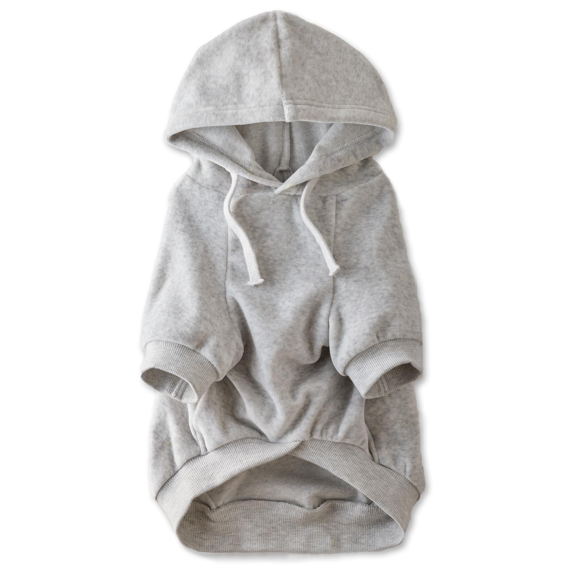 Organic Cotton Velour Dog Hoodie - Cozy Pet Coat for Small, Medium & Large Dogs - Light Gray Heather - Perfect for Winter Walks & Indoor Comfort