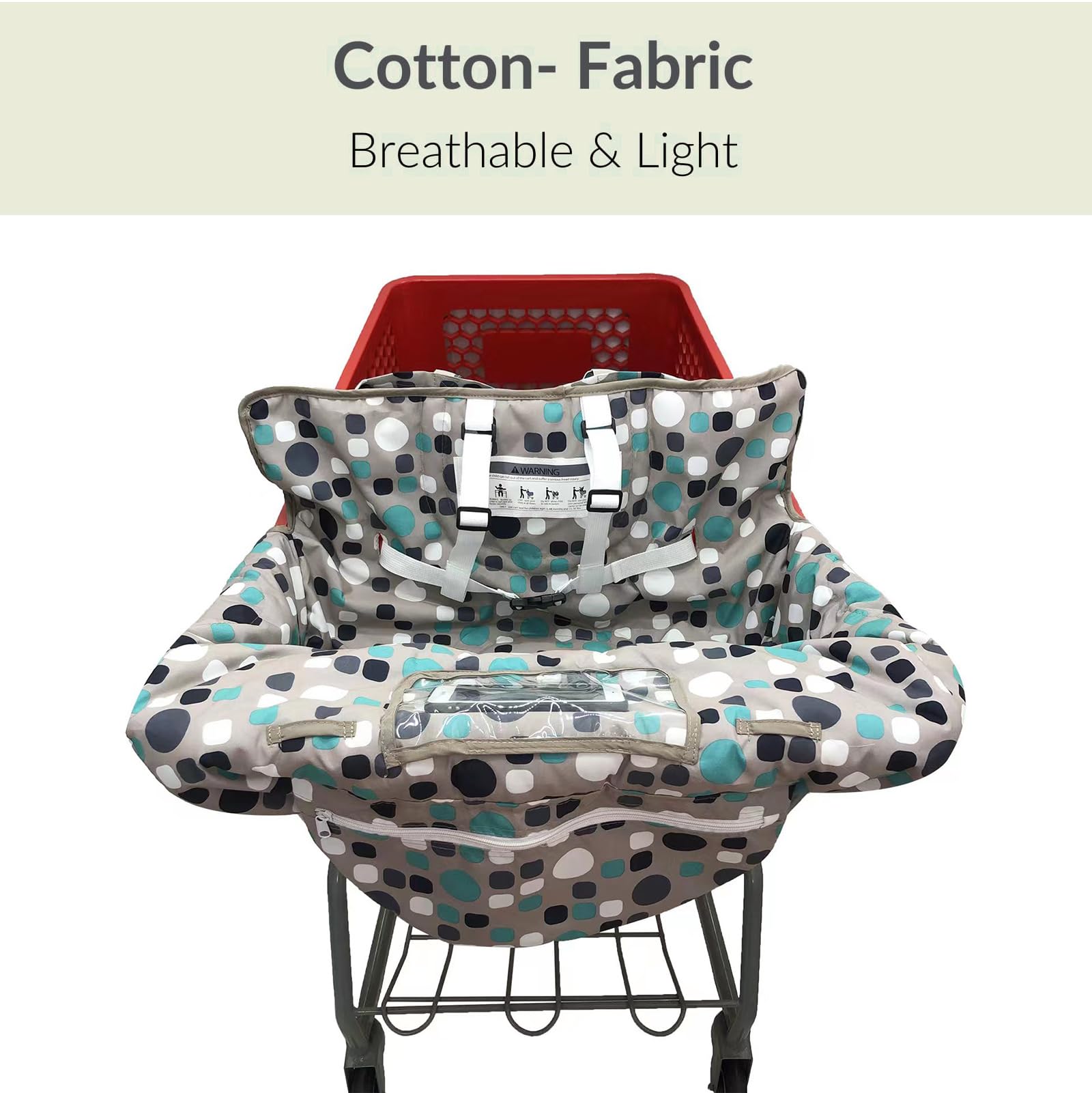 PandaEar 2-in-1 Baby Shopping Cart Cover & Highchair Cover for Infants & Toddlers - Soft Gray Polka Dot Pattern - Safe & Hygienic for Grocery Stores & Restaurants