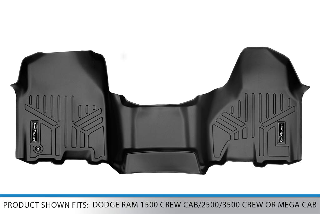 SMARTLINER All-Weather Floor Mats for 2009-2012 Dodge Ram 1500 Crew Cab & 2010-2012 Ram 2500/3500 Crew/Mega Cab - Heavy Duty Black Rubber Car Floor Liners - Perfect for Off-Roading, Work Trucks & Everyday Protection