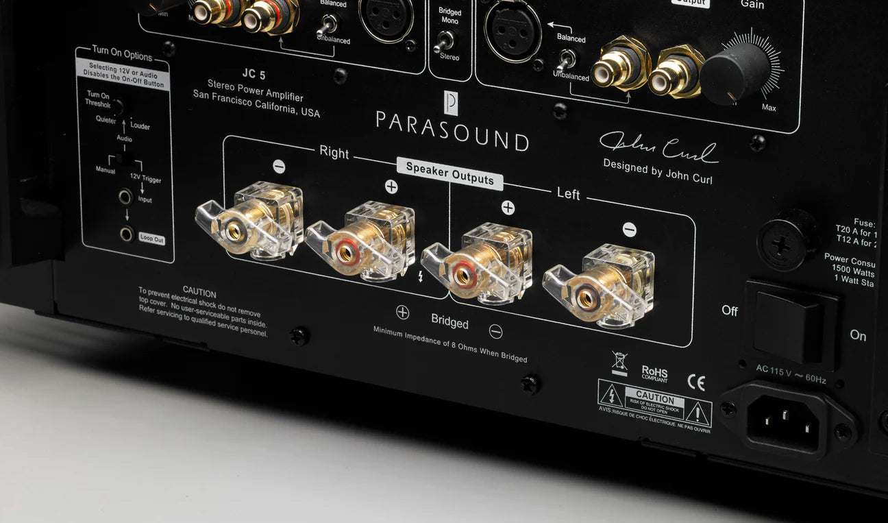 Parasound JC5 High-Performance Stereo Power Amplifier - Premium Audio for Home Theater & Hi-Fi Systems